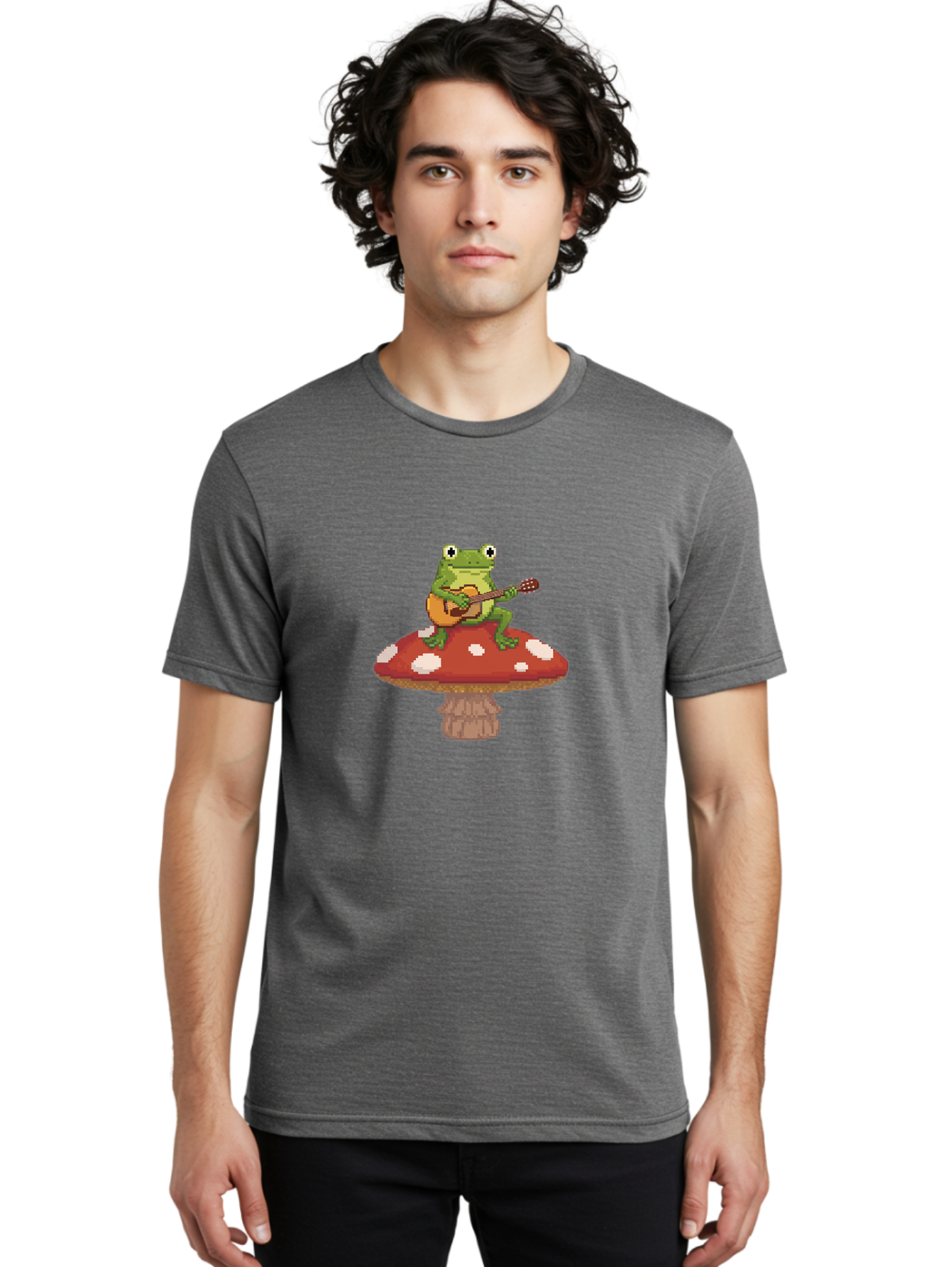 Frog-On-Mushroom-Playing-Guitar Men'S Graphic Tee, 100% Cotton, Comfortable Casual Summer Wear, Machine Washable, Vintage Camera, Old Camera, Antique Camera, Black Camera, Classic Photography, Photography Equipment, Nostalgic Device, Bak634