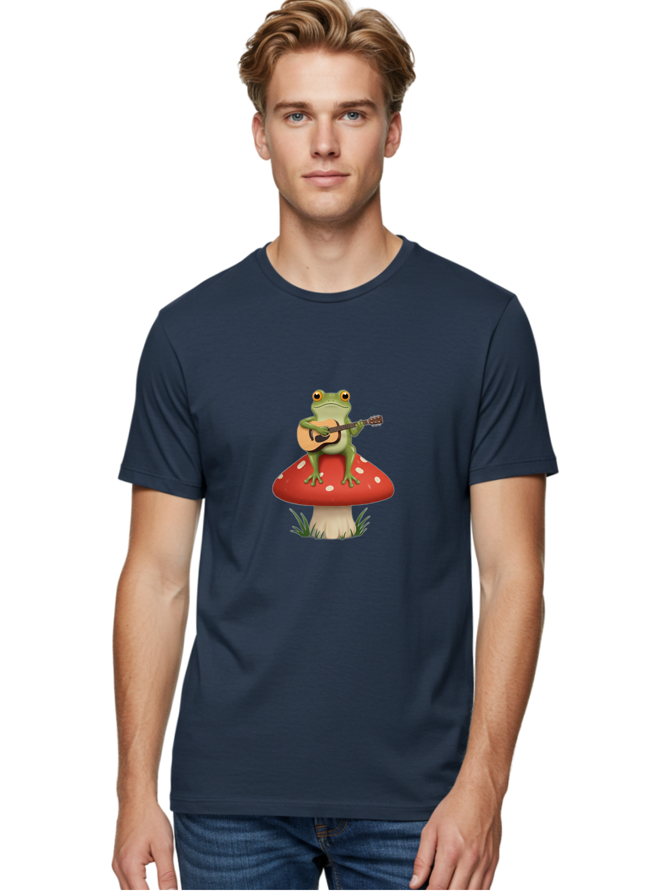 Frog-Playing-Guitar Men'S Graphic Tee, 100% Cotton, Comfortable Casual Summer Wear, Machine Washable, Vintage Camera, Old Camera, Antique Camera, Black Camera, Classic Photography, Photography Equipment, Nostalgic Device, Film Camera, Bak639