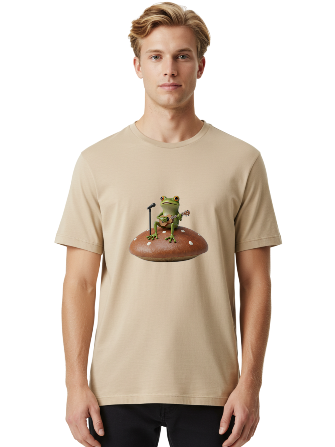 Frog-Playing-Ukulele Men'S Graphic Tee, 100% Cotton, Comfortable Casual Summer Wear, Machine Washable, Vintage Camera, Old Camera, Antique Camera, Black Camera, Classic Photography, Photography Equipment, Nostalgic Device, Film Camera, Bak641