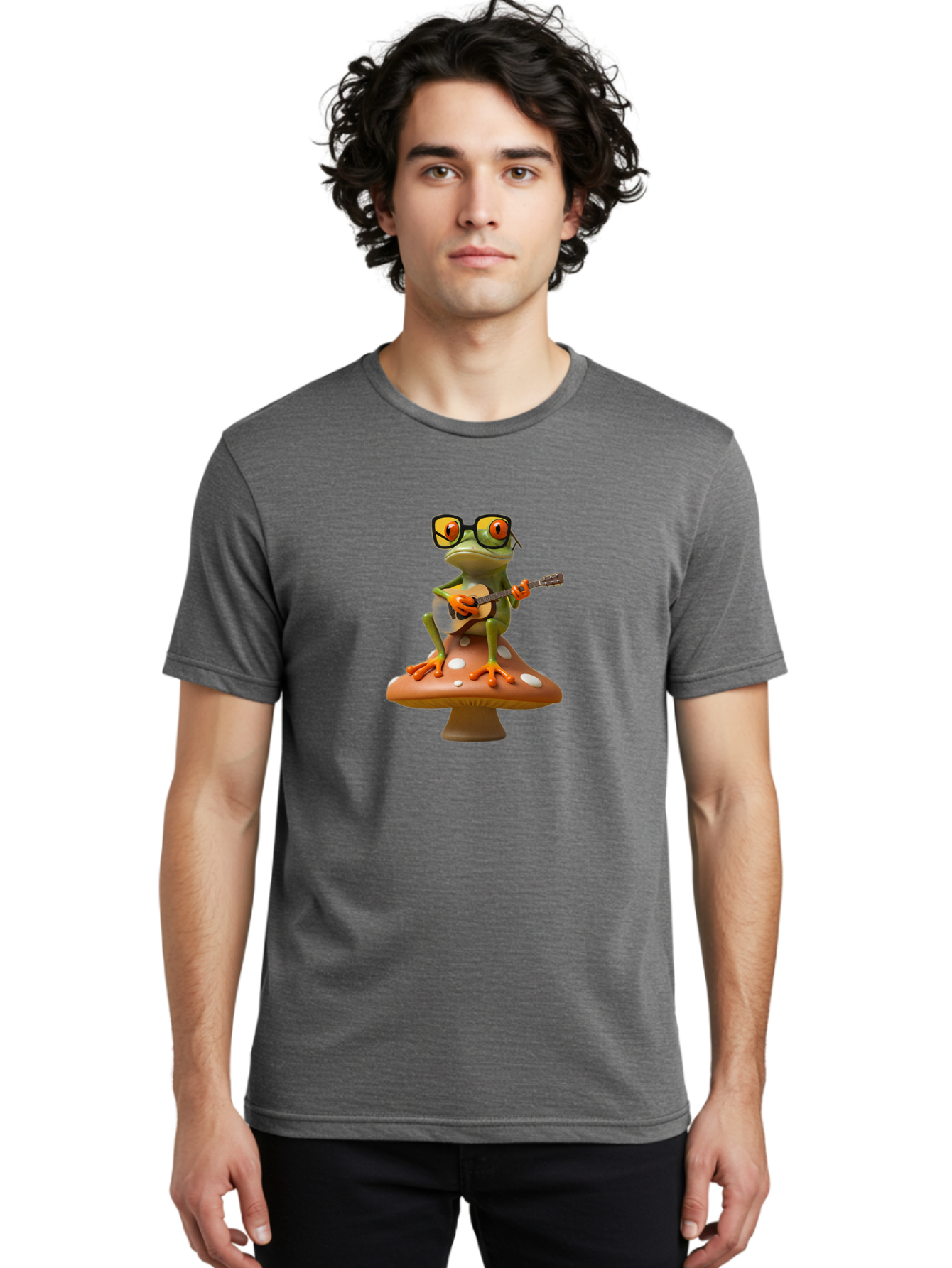 Frog-With-Guitar-1 Men'S Graphic Tee, 100% Cotton, Comfortable Casual Summer Wear, Machine Washable, Vintage Camera, Old Camera, Antique Camera, Black Camera, Classic Photography, Photography Equipment, Nostalgic Device, Film Camera, Bak642