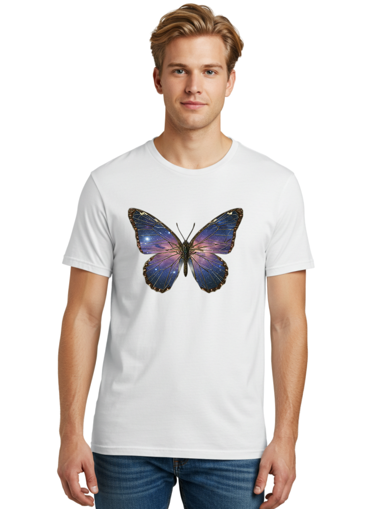 Galaxy-Butterfly Men'S Graphic Tee, 100% Cotton, Comfortable Casual Summer Wear, Machine Washable, Vintage Camera, Old Camera, Antique Camera, Black Camera, Classic Photography, Photography Equipment, Nostalgic Device, Film Camera, Camera Art Bak645