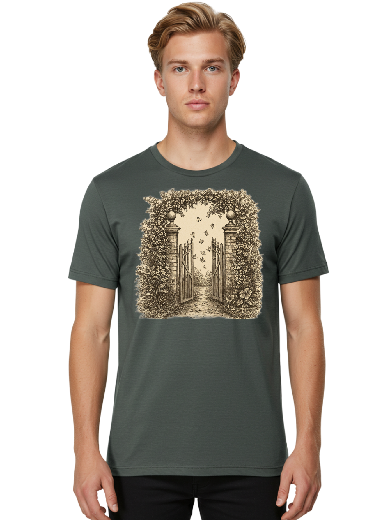 Garden-Gate Men'S Graphic Tee, 100% Cotton, Comfortable Casual Summer Wear, Machine Washable, Vintage Camera, Old Camera, Antique Camera, Black Camera, Classic Photography, Photography Equipment, Nostalgic Device, Film Camera, Camera Art Bak657