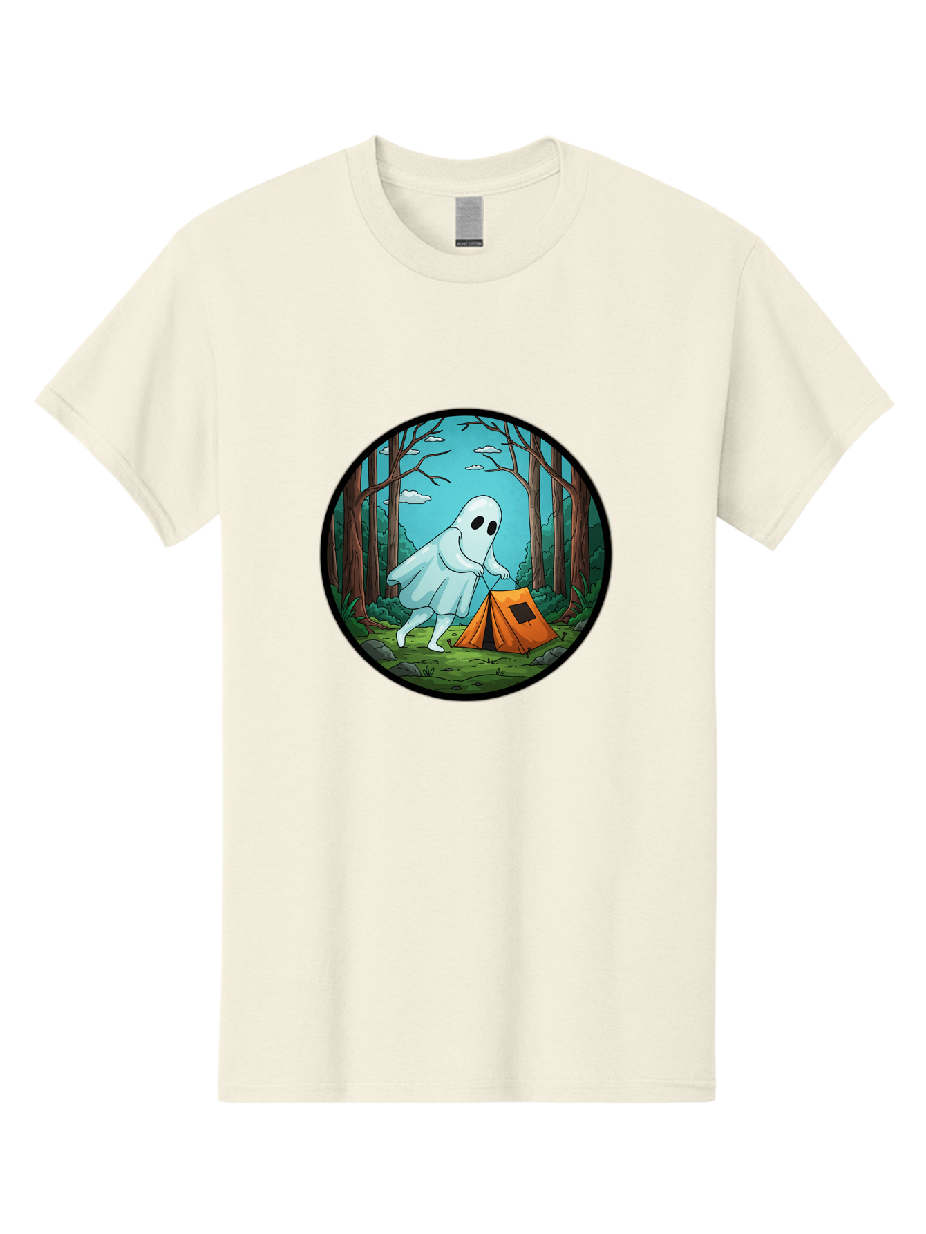 Ghost-Camping-2 Men'S Graphic Tee, 100% Cotton, Comfortable Casual Summer Wear, Machine Washable, Vintage Camera, Old Camera, Antique Camera, Black Camera, Classic Photography, Photography Equipment, Nostalgic Device, Film Camera, Camera Art Bak661