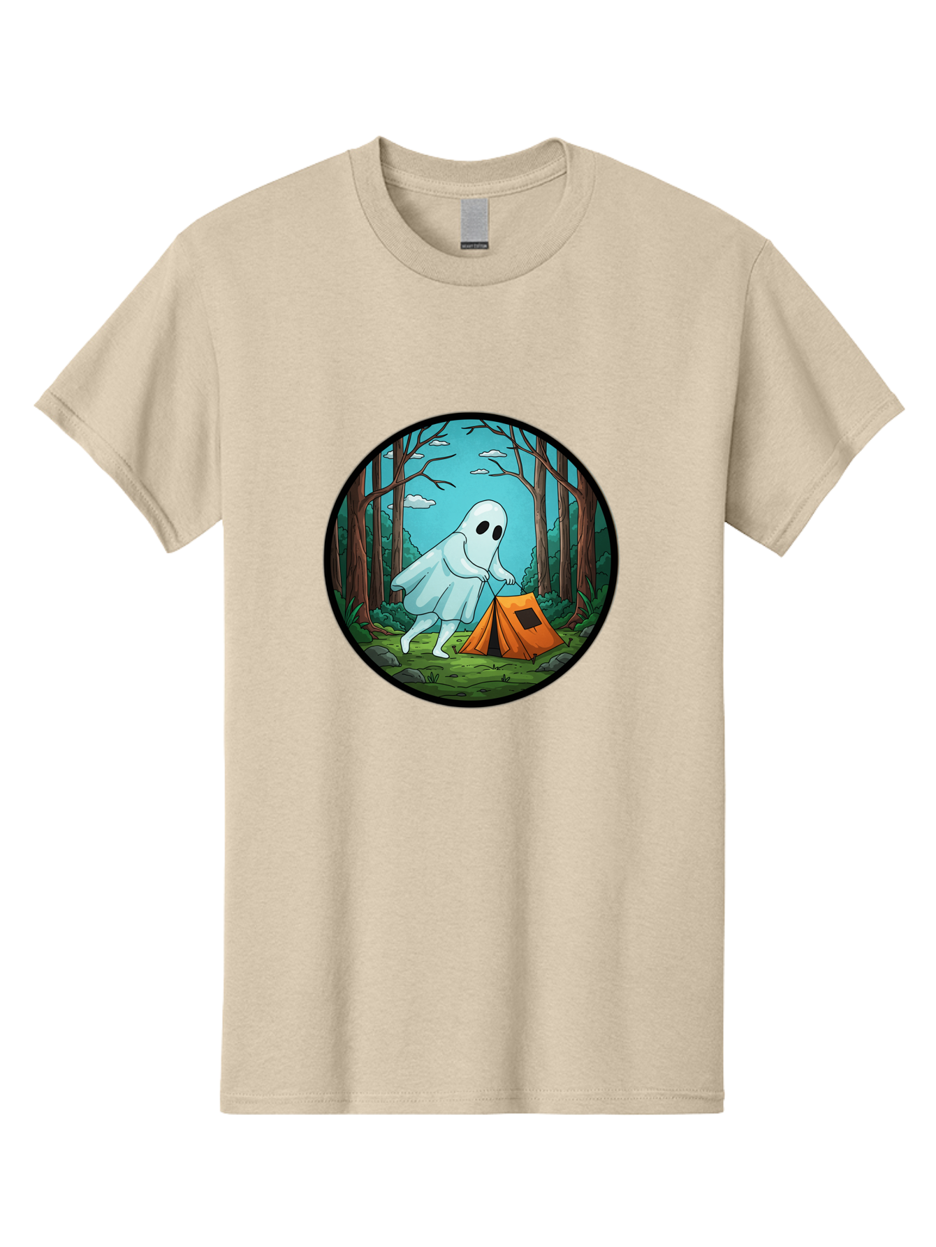 Ghost-Camping-2 Men'S Graphic Tee, 100% Cotton, Comfortable Casual Summer Wear, Machine Washable, Vintage Camera, Old Camera, Antique Camera, Black Camera, Classic Photography, Photography Equipment, Nostalgic Device, Film Camera, Camera Art Bak661