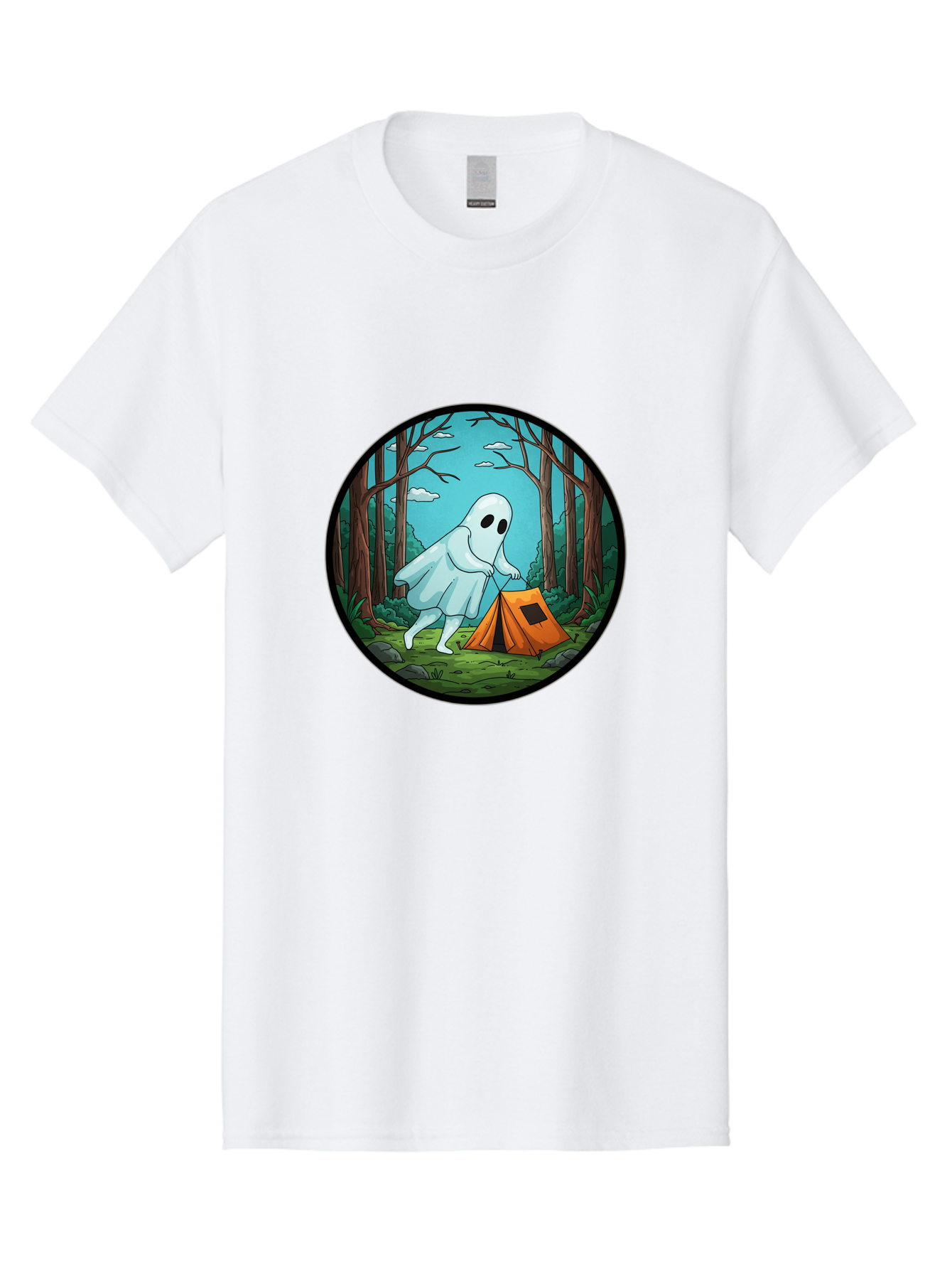 Ghost-Camping-2 Men'S Graphic Tee, 100% Cotton, Comfortable Casual Summer Wear, Machine Washable, Vintage Camera, Old Camera, Antique Camera, Black Camera, Classic Photography, Photography Equipment, Nostalgic Device, Film Camera, Camera Art Bak661