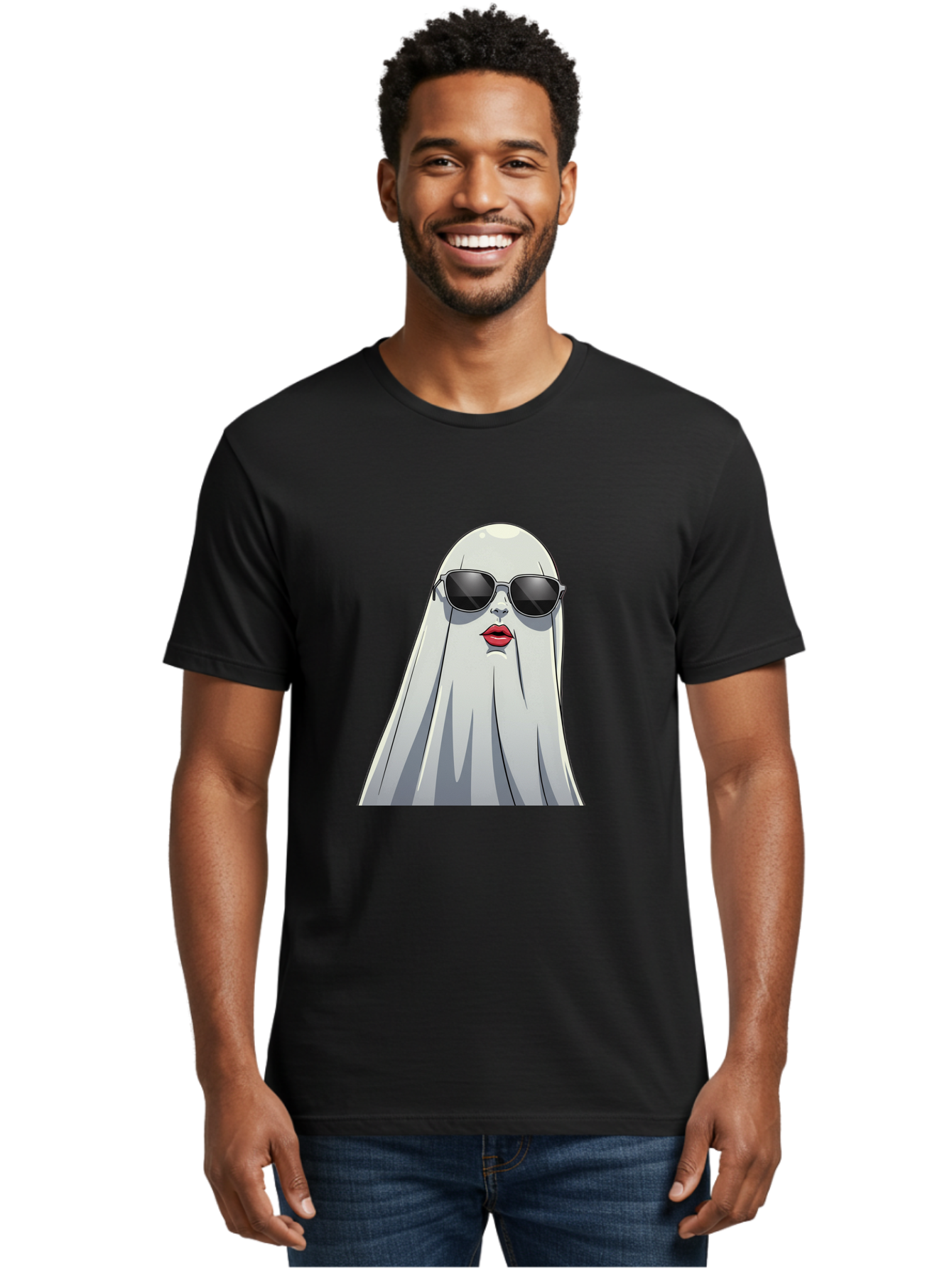 Ghost-In-Sunglasses Men'S Graphic Tee, 100% Cotton, Comfortable Casual Summer Wear, Machine Washable, Vintage Camera, Old Camera, Antique Camera, Black Camera, Classic Photography, Photography Equipment, Nostalgic Device, Film Camera, Bak667