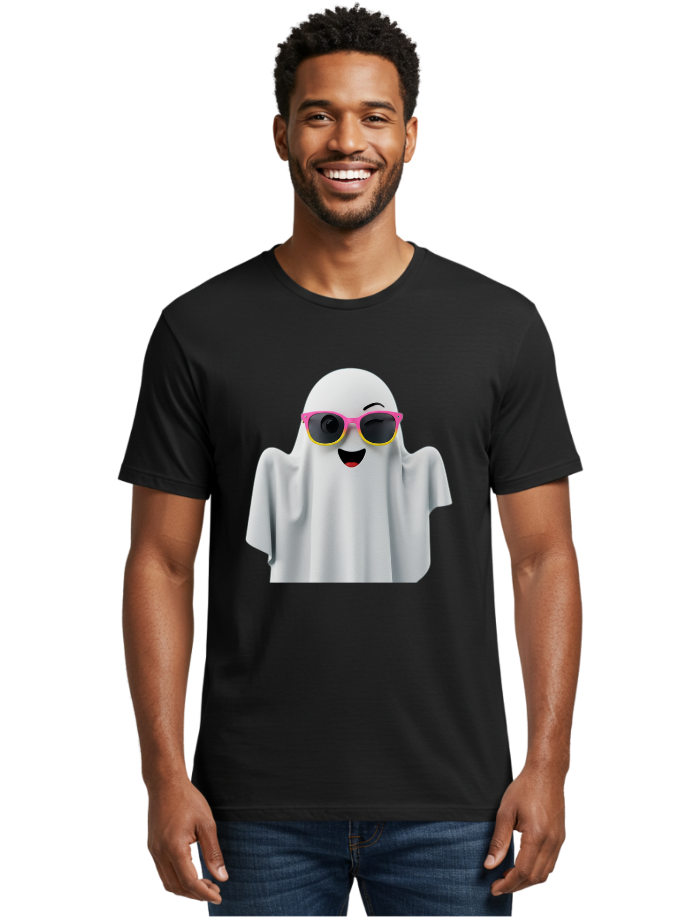 Ghost-Sunglasses Men'S Graphic Tee, 100% Cotton, Comfortable Casual Summer Wear, Machine Washable, Vintage Camera, Old Camera, Antique Camera, Black Camera, Classic Photography, Photography Equipment, Nostalgic Device, Film Camera, Camera Art Bak671