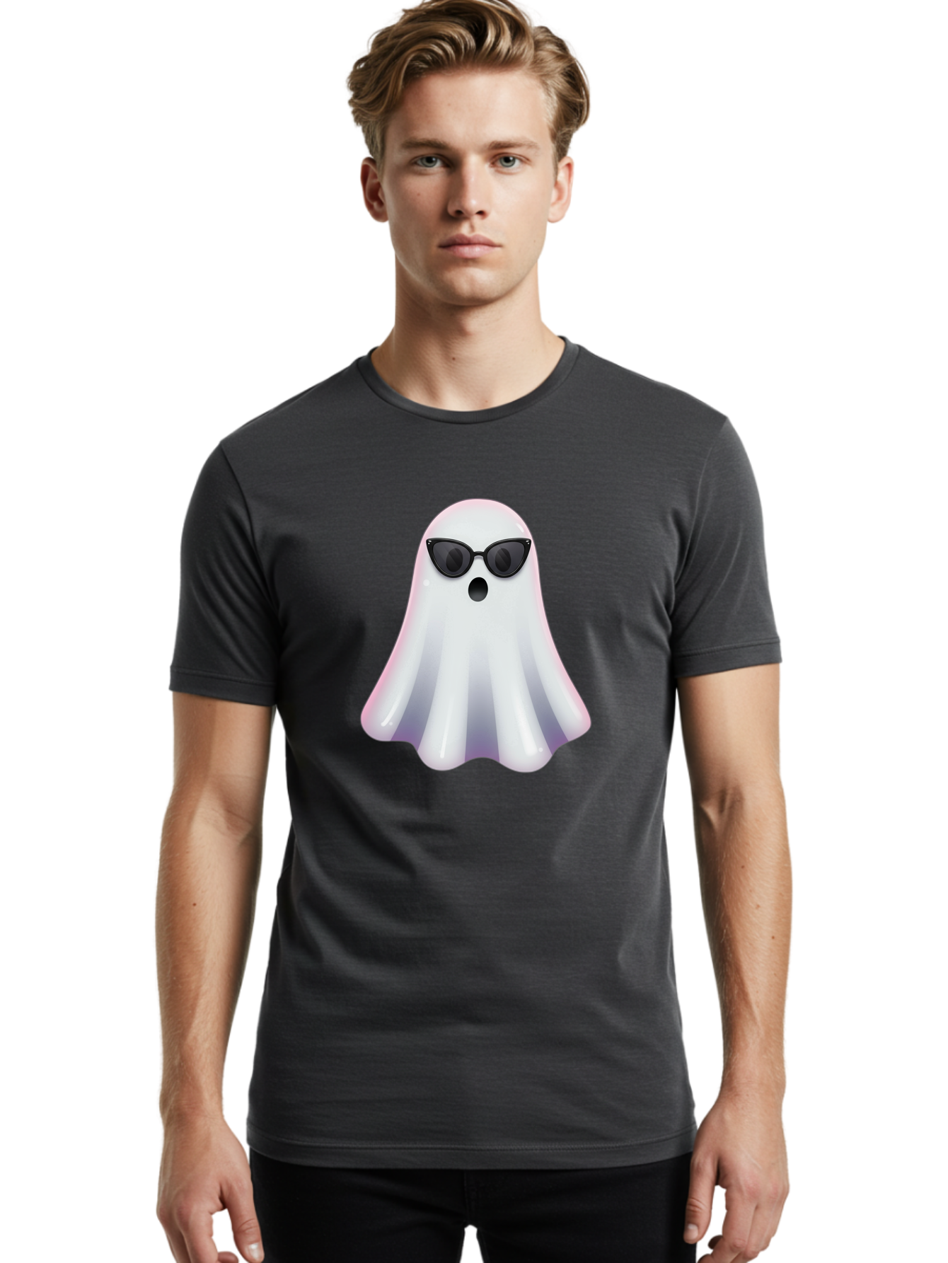 Ghost-Wearing-Sunglasses-1 Men'S Graphic Tee, 100% Cotton, Comfortable Casual Summer Wear, Machine Washable, Vintage Camera, Old Camera, Antique Camera, Black Camera, Classic Photography, Photography Equipment, Nostalgic Device, Film Camera, Bak673