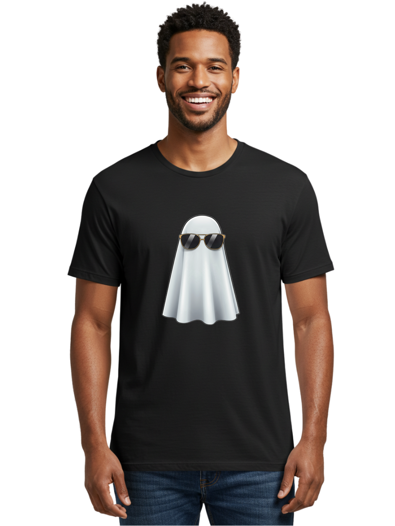 Ghost-Wearing-Sunglasses Men'S Graphic Tee, 100% Cotton, Comfortable Casual Summer Wear, Machine Washable, Vintage Camera, Old Camera, Antique Camera, Black Camera, Classic Photography, Photography Equipment, Nostalgic Device, Film Camera, Bak677