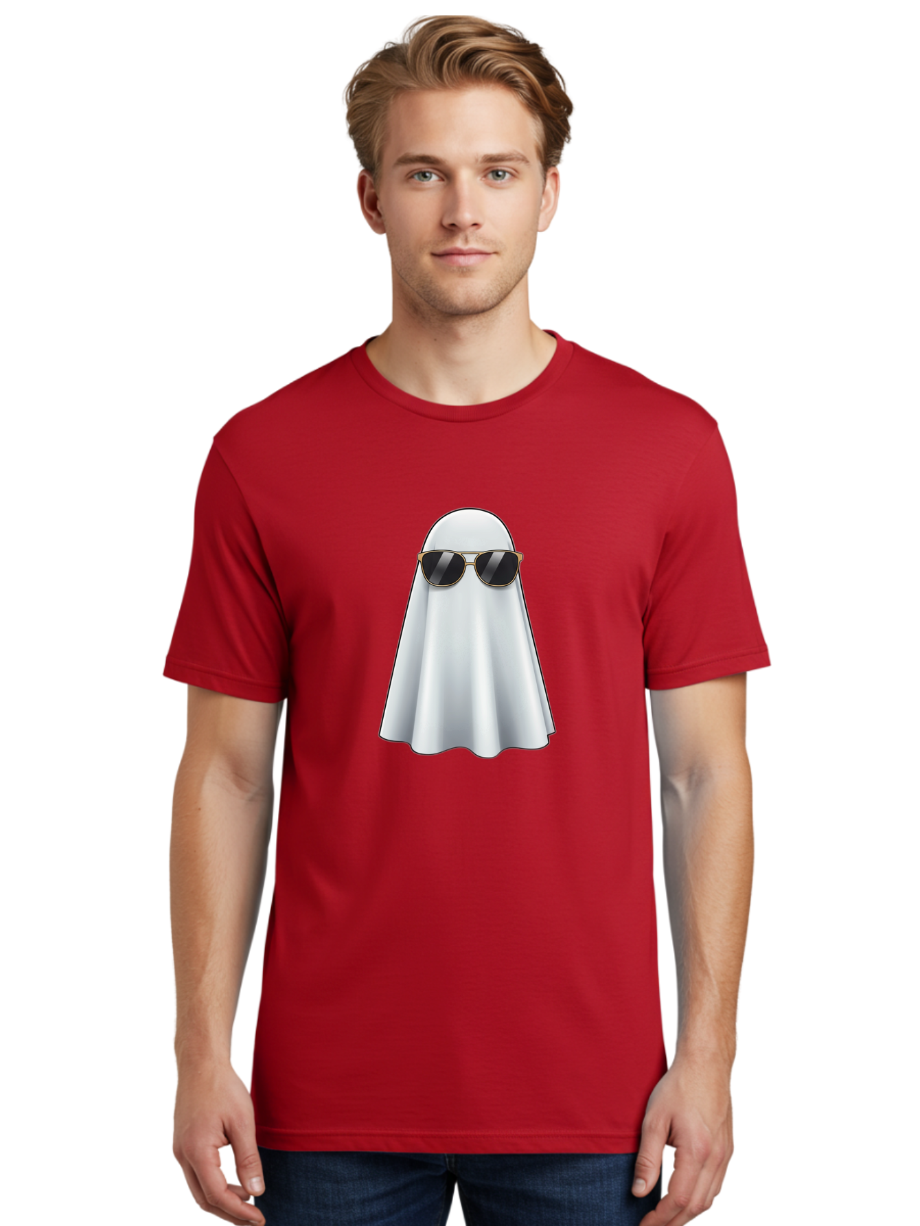 Ghost-Wearing-Sunglasses Men'S Graphic Tee, 100% Cotton, Comfortable Casual Summer Wear, Machine Washable, Vintage Camera, Old Camera, Antique Camera, Black Camera, Classic Photography, Photography Equipment, Nostalgic Device, Film Camera, Bak677