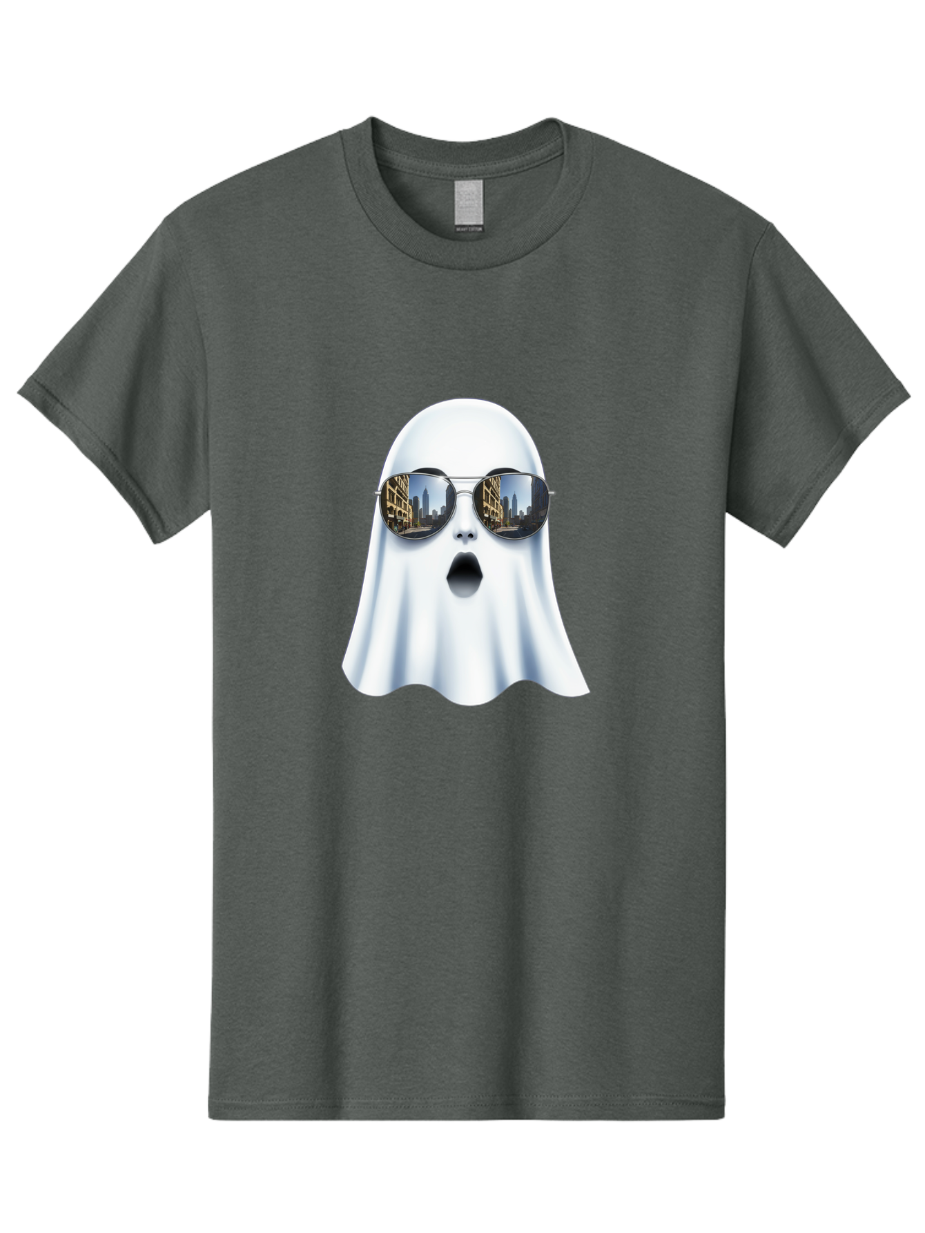 Ghost-With-Sunglasses-1 Men'S Graphic Tee, 100% Cotton, Comfortable Casual Summer Wear, Machine Washable, Vintage Camera, Old Camera, Antique Camera, Black Camera, Classic Photography, Photography Equipment, Nostalgic Device, Film Camera, Bak679