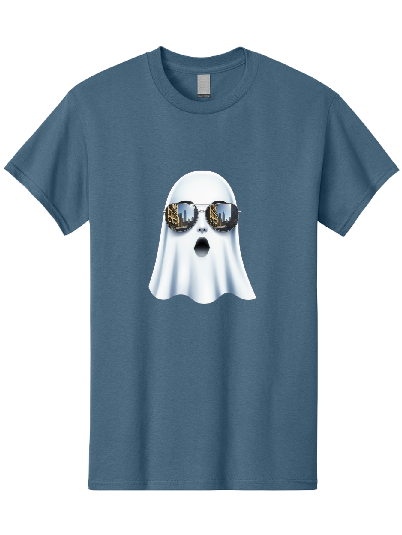 Ghost-With-Sunglasses-1 Men'S Graphic Tee, 100% Cotton, Comfortable Casual Summer Wear, Machine Washable, Vintage Camera, Old Camera, Antique Camera, Black Camera, Classic Photography, Photography Equipment, Nostalgic Device, Film Camera, Bak679