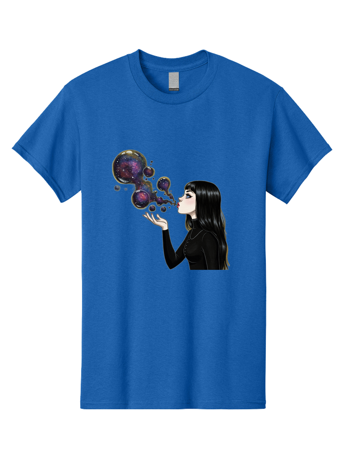 Girl-Blowing-Galaxy-Bubbles-1 Men'S Graphic Tee, 100% Cotton, Comfortable Casual Summer Wear, Machine Washable, Vintage Camera, Old Camera, Antique Camera, Black Camera, Classic Photography, Photography Equipment, Nostalgic Device, Bak684