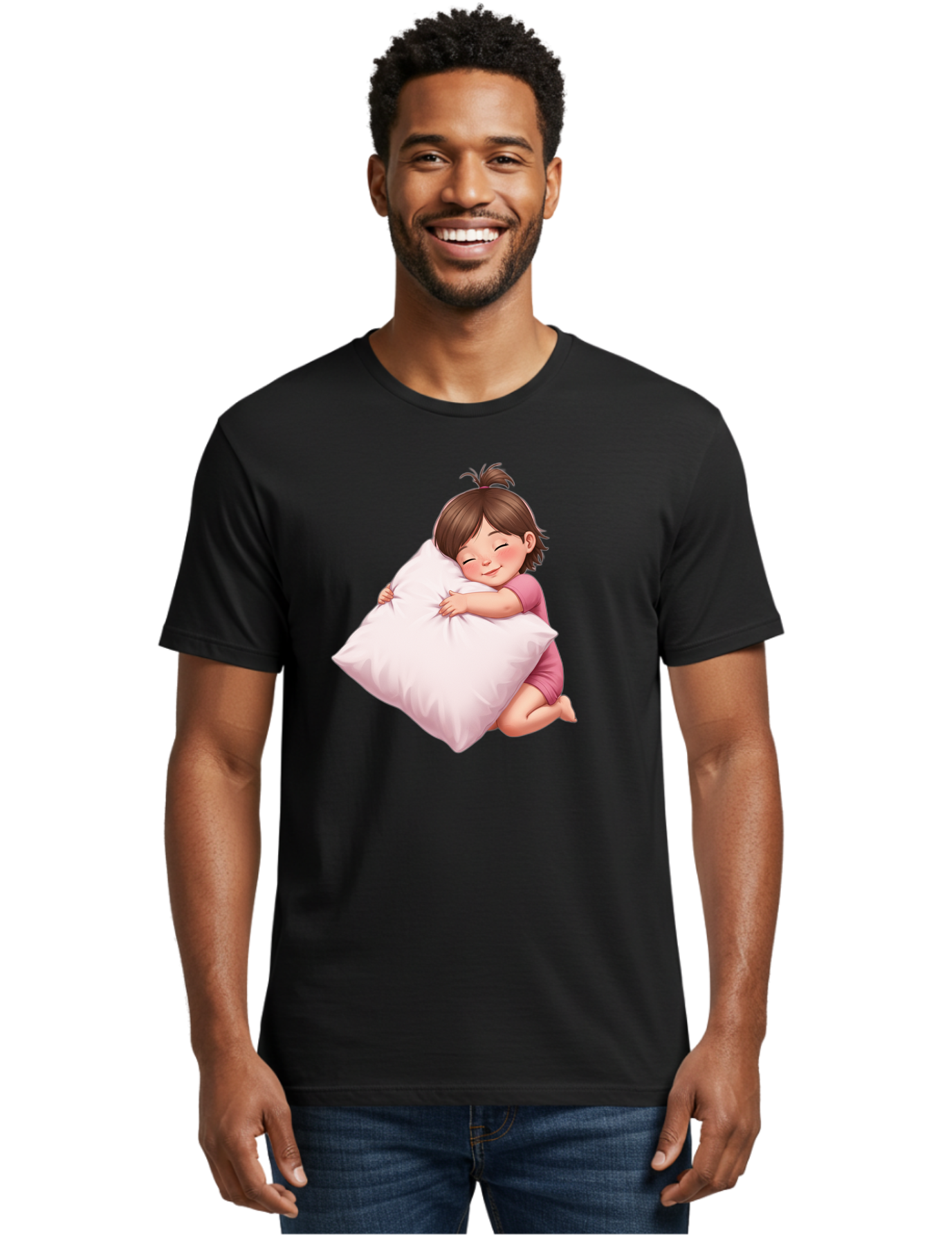 Girl-Hugging-Pillow-1 Men'S Graphic Tee, 100% Cotton, Comfortable Casual Summer Wear, Machine Washable, Vintage Camera, Old Camera, Antique Camera, Black Camera, Classic Photography, Photography Equipment, Nostalgic Device, Film Camera, Bak686