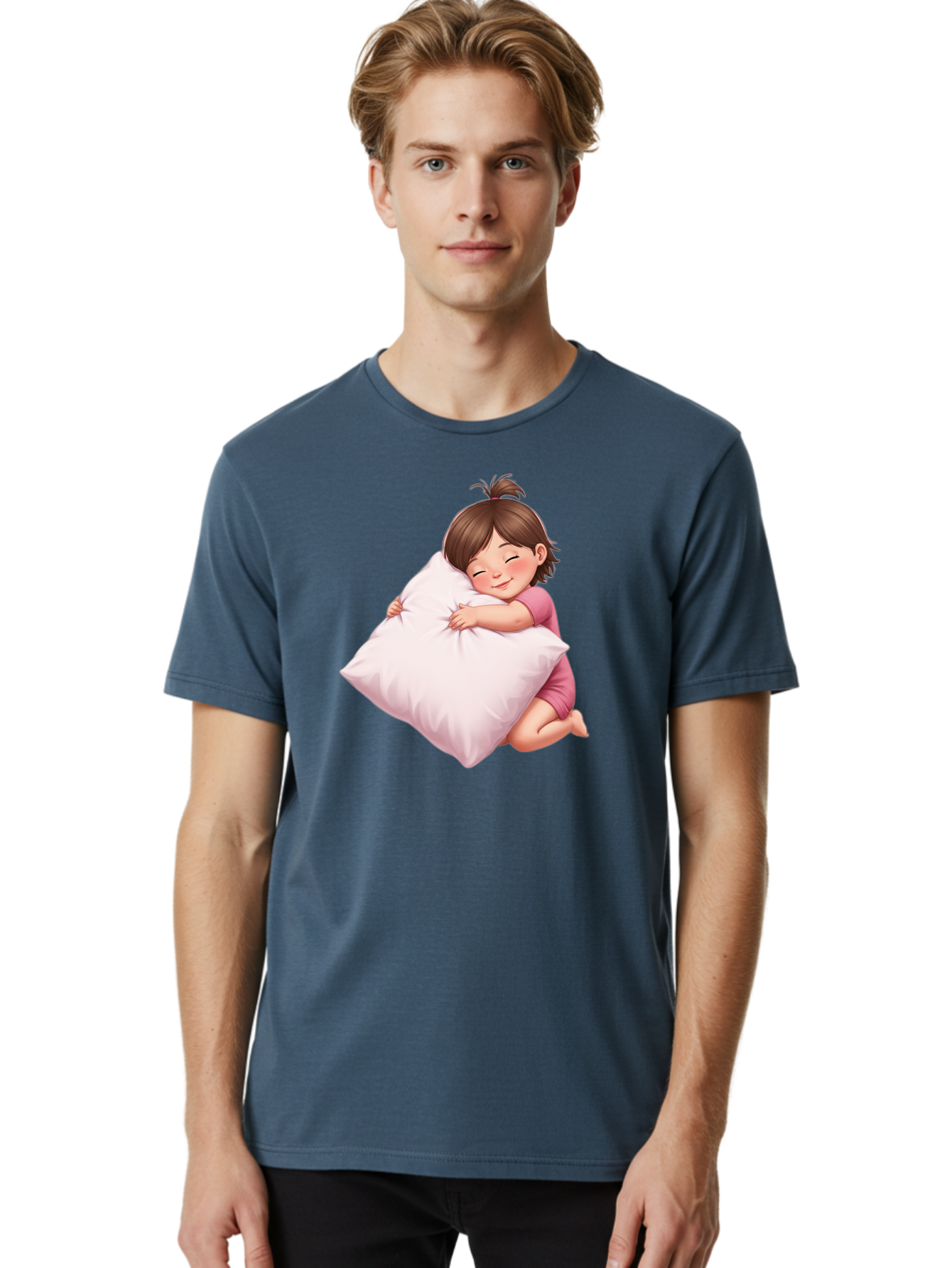 Girl-Hugging-Pillow-1 Men'S Graphic Tee, 100% Cotton, Comfortable Casual Summer Wear, Machine Washable, Vintage Camera, Old Camera, Antique Camera, Black Camera, Classic Photography, Photography Equipment, Nostalgic Device, Film Camera, Bak686