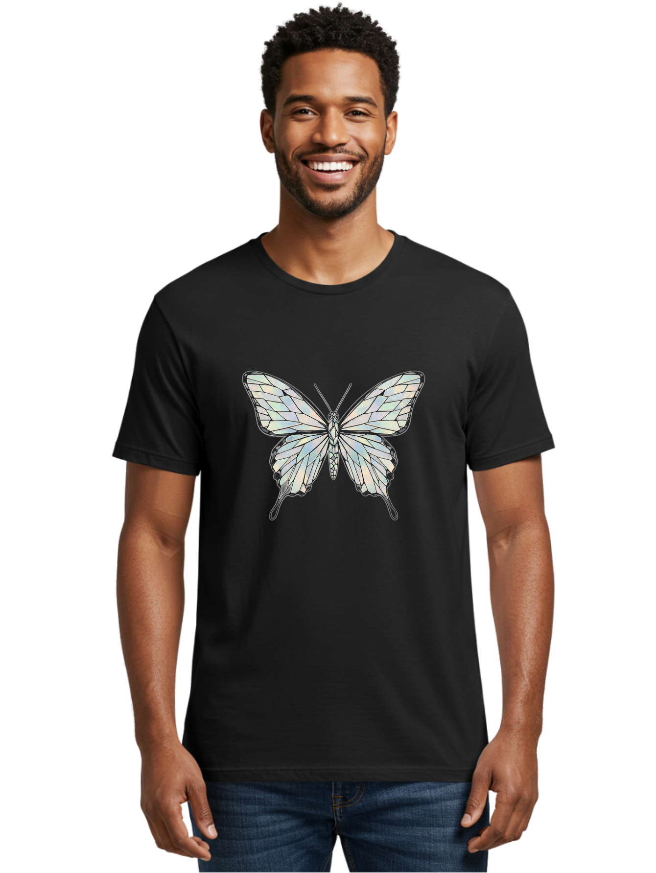 Glass-Butterfly Men'S Graphic Tee, 100% Cotton, Comfortable Casual Summer Wear, Machine Washable, Vintage Camera, Old Camera, Antique Camera, Black Camera, Classic Photography, Photography Equipment, Nostalgic Device, Film Camera, Camera Art Bak692