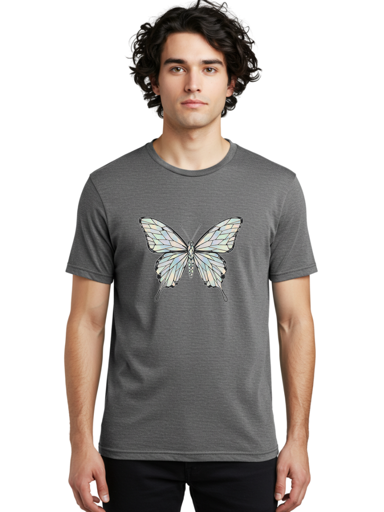 Glass-Butterfly Men'S Graphic Tee, 100% Cotton, Comfortable Casual Summer Wear, Machine Washable, Vintage Camera, Old Camera, Antique Camera, Black Camera, Classic Photography, Photography Equipment, Nostalgic Device, Film Camera, Camera Art Bak692