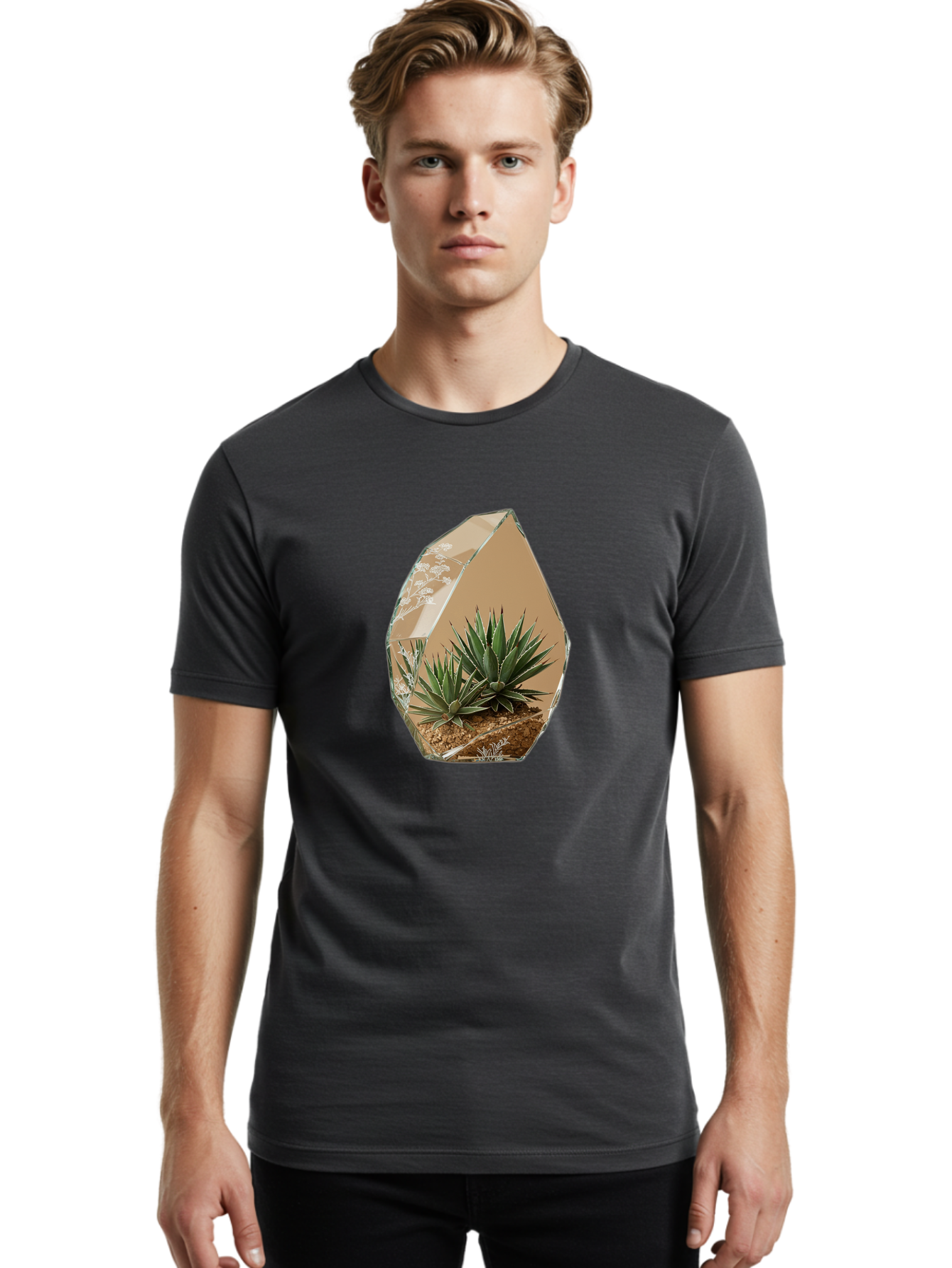Glass-Terrarium-With-Succulents Men'S Graphic Tee, 100% Cotton, Comfortable Casual Summer Wear, Machine Washable, Vintage Camera, Old Camera, Antique Camera, Black Camera, Classic Photography, Photography Equipment, Nostalgic Device, Bak693