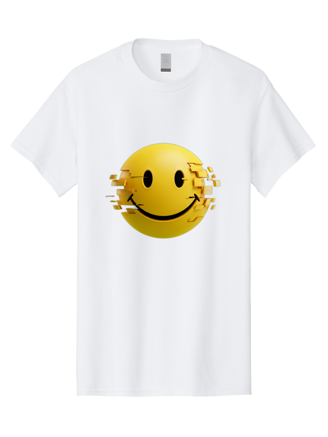 Glitch-Smiley-Face Men'S Graphic Tee, 100% Cotton, Comfortable Casual Summer Wear, Machine Washable, Vintage Camera, Old Camera, Antique Camera, Black Camera, Classic Photography, Photography Equipment, Nostalgic Device, Film Camera, Bak694