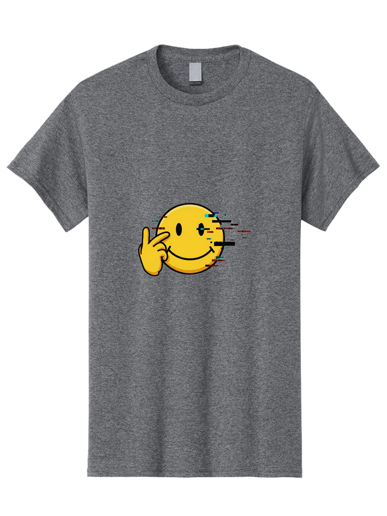 Glitch-Smiley Men'S Graphic Tee, 100% Cotton, Comfortable Casual Summer Wear, Machine Washable, Vintage Camera, Old Camera, Antique Camera, Black Camera, Classic Photography, Photography Equipment, Nostalgic Device, Film Camera, Camera Art Bak695