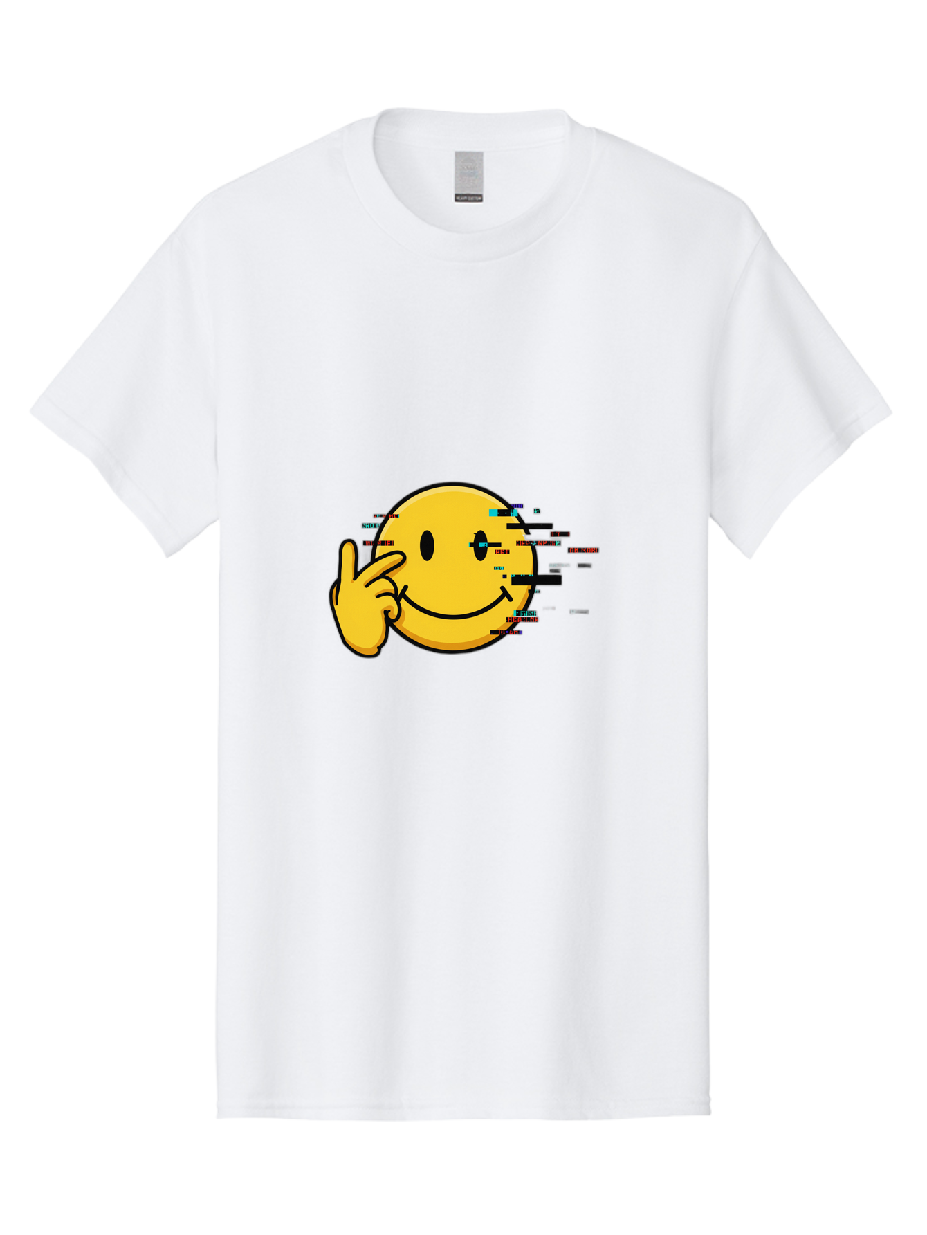 Glitch-Smiley Men'S Graphic Tee, 100% Cotton, Comfortable Casual Summer Wear, Machine Washable, Vintage Camera, Old Camera, Antique Camera, Black Camera, Classic Photography, Photography Equipment, Nostalgic Device, Film Camera, Camera Art Bak695