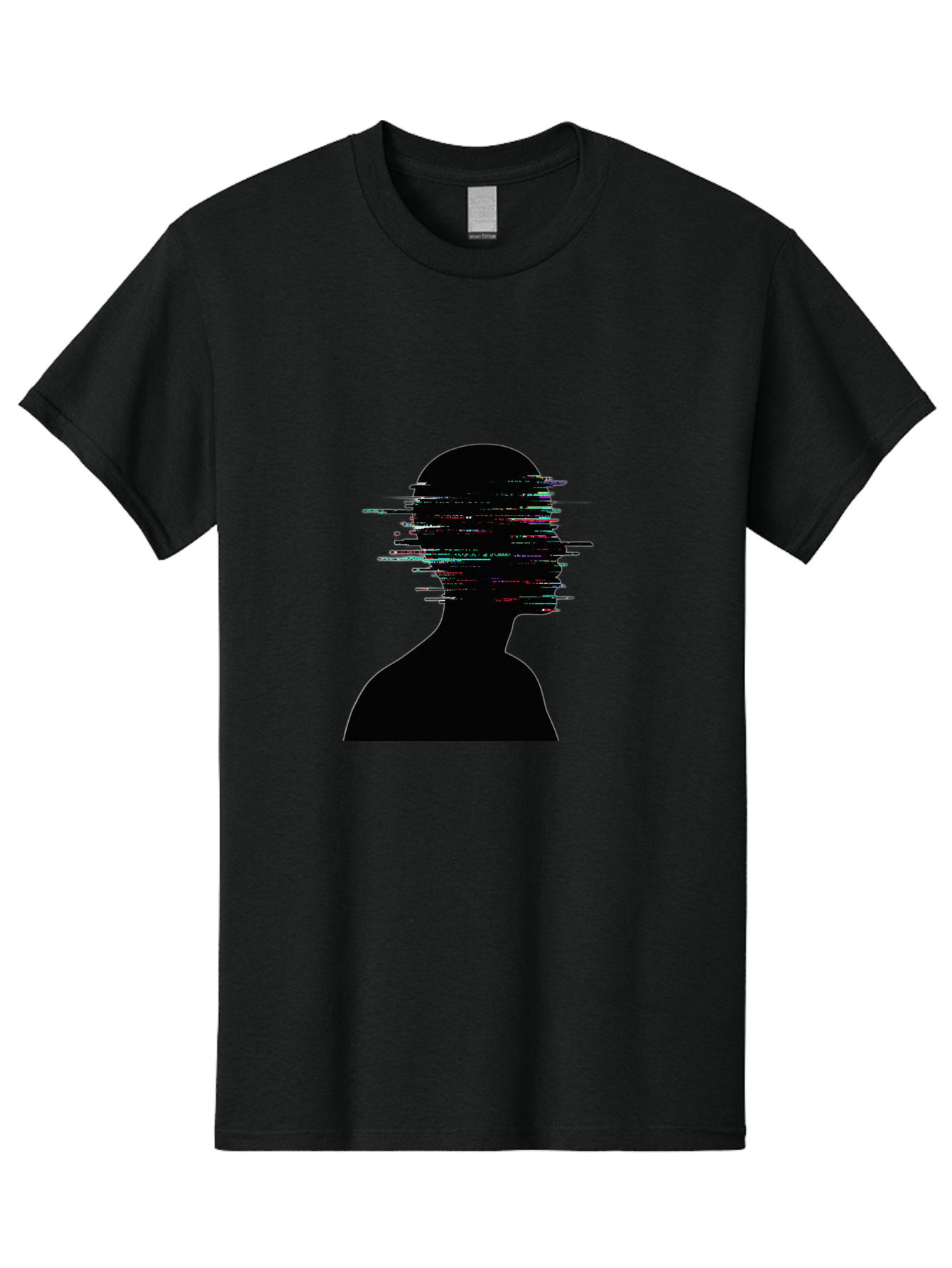 Glitching-Human-Silhouette Men'S Graphic Tee, 100% Cotton, Comfortable Casual Summer Wear, Machine Washable, Vintage Camera, Old Camera, Antique Camera, Black Camera, Classic Photography, Photography Equipment, Nostalgic Device, Film Camera, Bak696