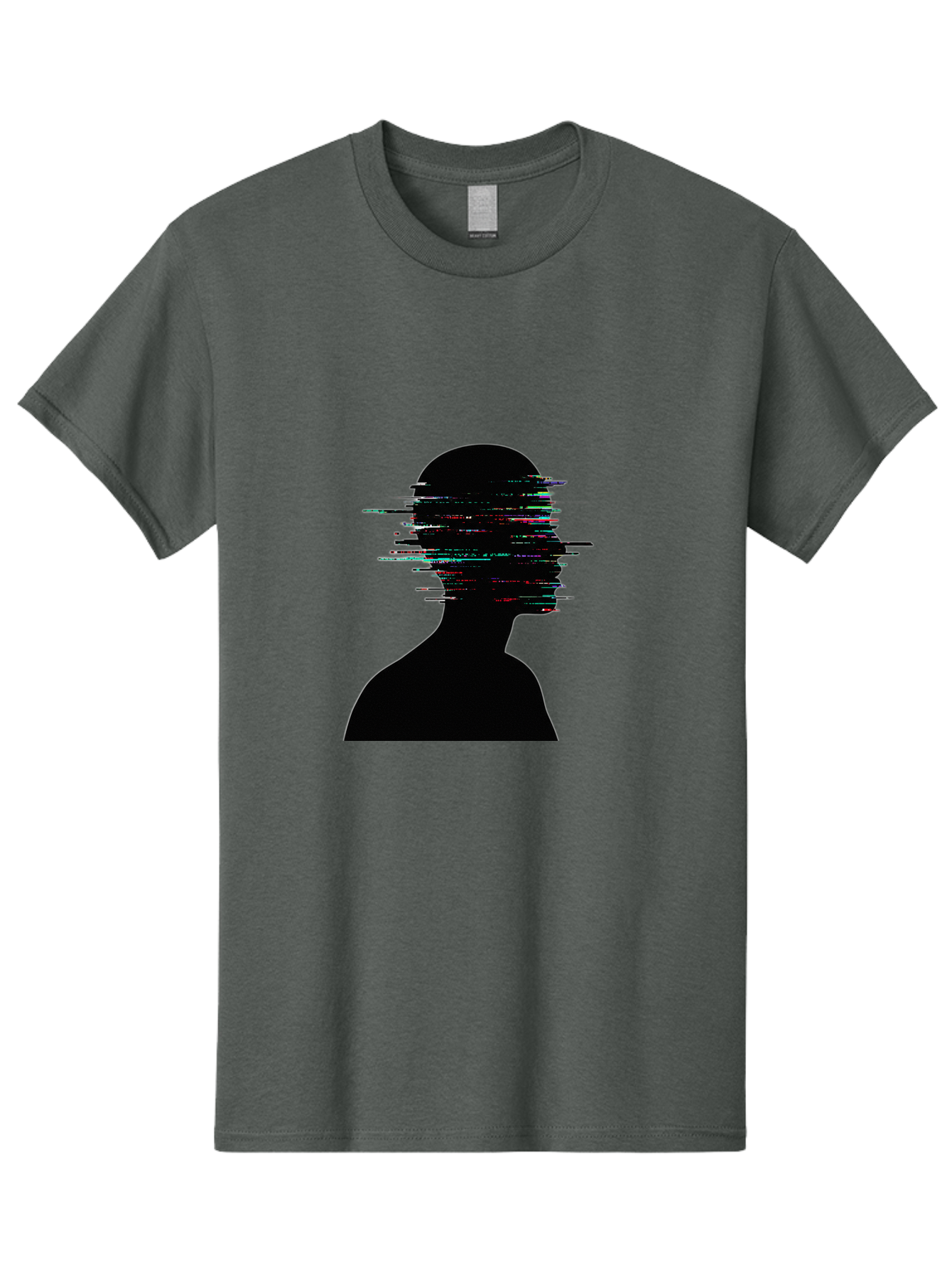 Glitching-Human-Silhouette Men'S Graphic Tee, 100% Cotton, Comfortable Casual Summer Wear, Machine Washable, Vintage Camera, Old Camera, Antique Camera, Black Camera, Classic Photography, Photography Equipment, Nostalgic Device, Film Camera, Bak696