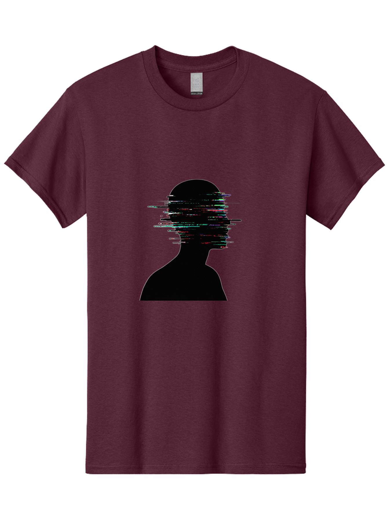 Glitching-Human-Silhouette Men'S Graphic Tee, 100% Cotton, Comfortable Casual Summer Wear, Machine Washable, Vintage Camera, Old Camera, Antique Camera, Black Camera, Classic Photography, Photography Equipment, Nostalgic Device, Film Camera, Bak696
