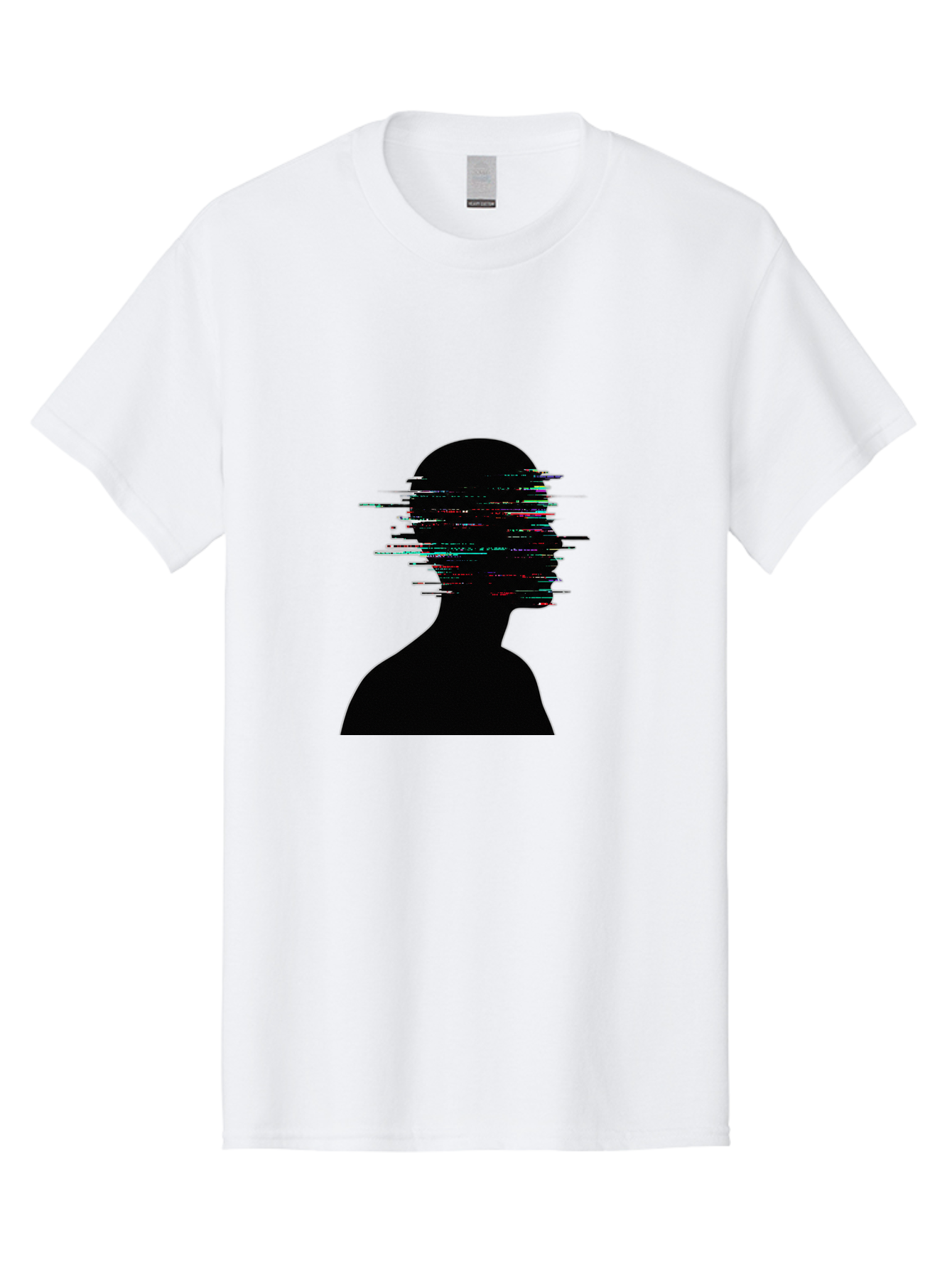 Glitching-Human-Silhouette Men'S Graphic Tee, 100% Cotton, Comfortable Casual Summer Wear, Machine Washable, Vintage Camera, Old Camera, Antique Camera, Black Camera, Classic Photography, Photography Equipment, Nostalgic Device, Film Camera, Bak696