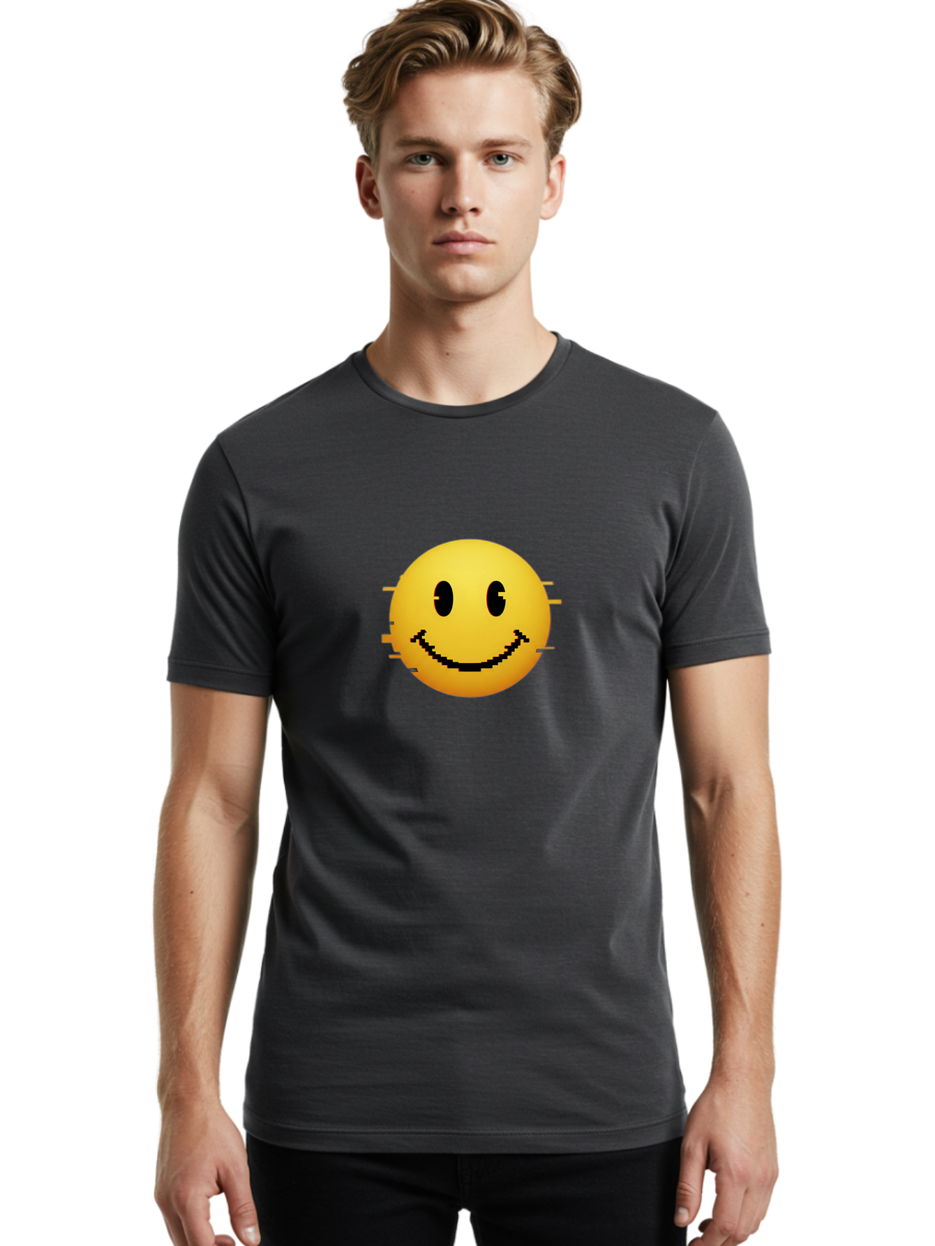 Glitchy-Smiley Men'S Graphic Tee, 100% Cotton, Comfortable Casual Summer Wear, Machine Washable, Vintage Camera, Old Camera, Antique Camera, Black Camera, Classic Photography, Photography Equipment, Nostalgic Device, Film Camera, Camera Art Bak697