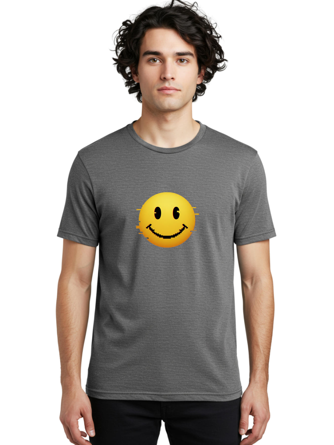 Glitchy-Smiley Men'S Graphic Tee, 100% Cotton, Comfortable Casual Summer Wear, Machine Washable, Vintage Camera, Old Camera, Antique Camera, Black Camera, Classic Photography, Photography Equipment, Nostalgic Device, Film Camera, Camera Art Bak697