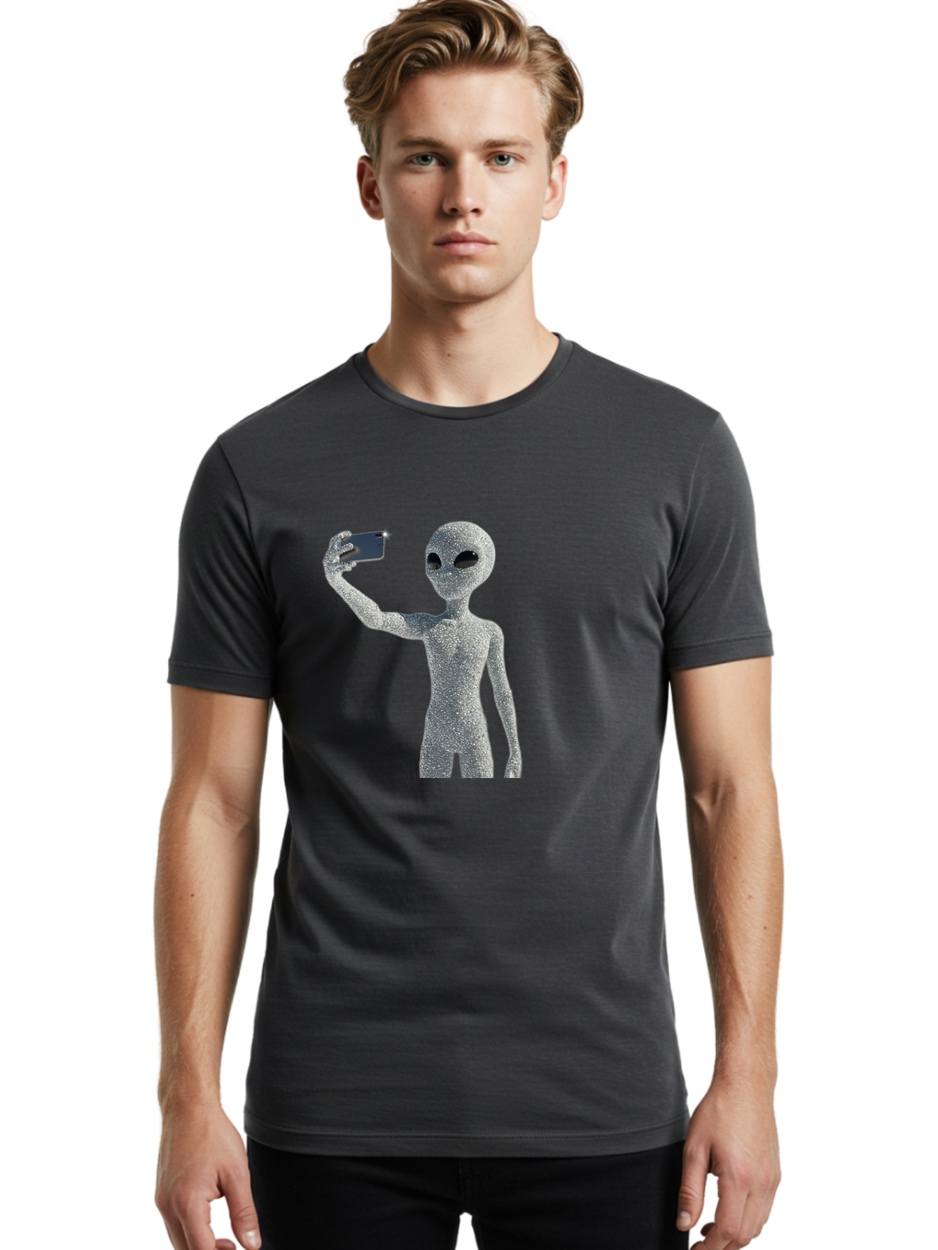 Glittery-Alien Men'S Graphic Tee, 100% Cotton, Comfortable Casual Summer Wear, Machine Washable, Vintage Camera, Old Camera, Antique Camera, Black Camera, Classic Photography, Photography Equipment, Nostalgic Device, Film Camera, Camera Art Bak698