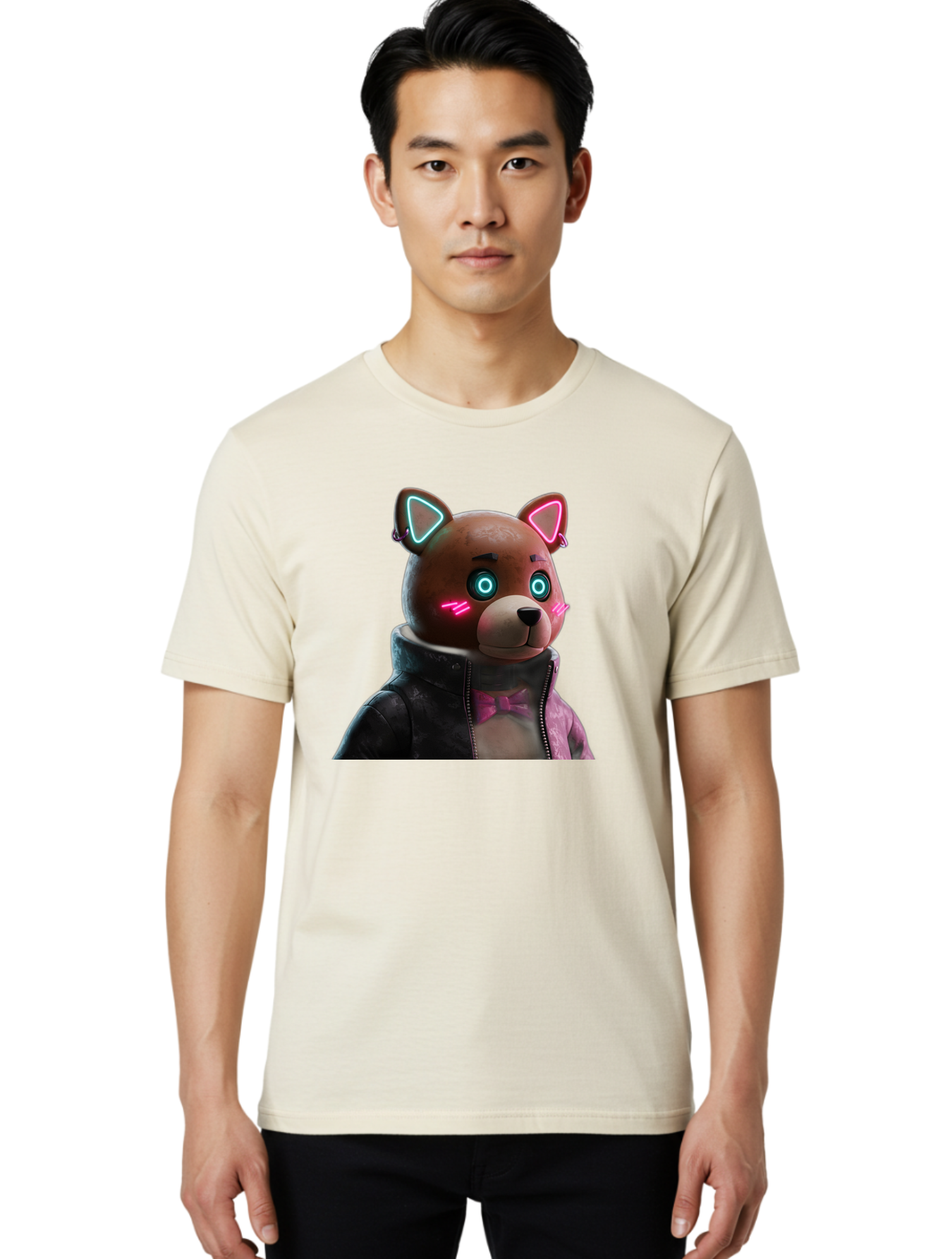 Glowing-Eyes-Bear Men'S Graphic Tee, 100% Cotton, Comfortable Casual Summer Wear, Machine Washable, Vintage Camera, Old Camera, Antique Camera, Black Camera, Classic Photography, Photography Equipment, Nostalgic Device, Film Camera, Camera Art Bak701