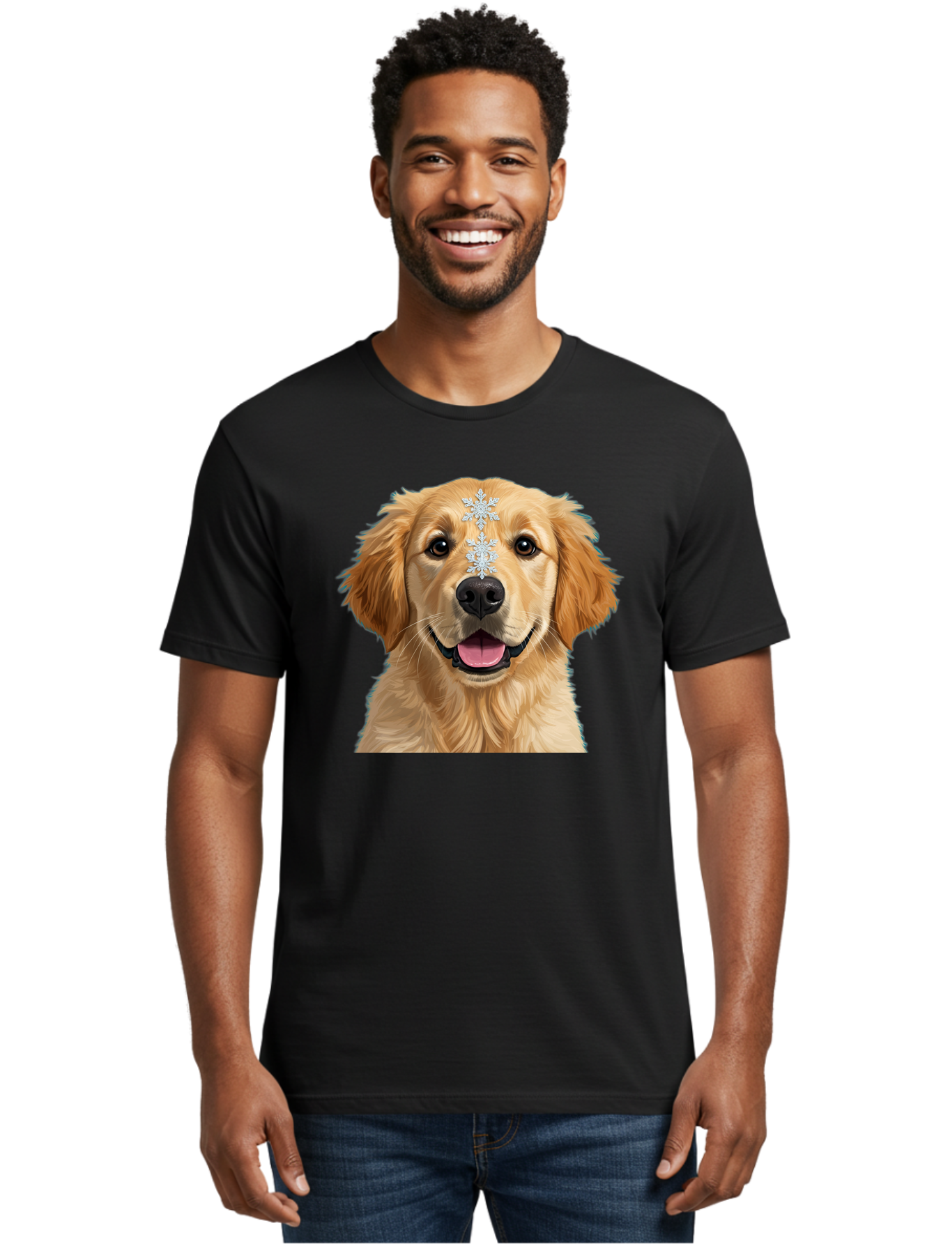 Golden-Retriever-Snowflake Men'S Graphic Tee, 100% Cotton, Comfortable Casual Summer Wear, Machine Washable, Vintage Camera, Old Camera, Antique Camera, Black Camera, Classic Photography, Photography Equipment, Nostalgic Device, Film Camera, Bak708