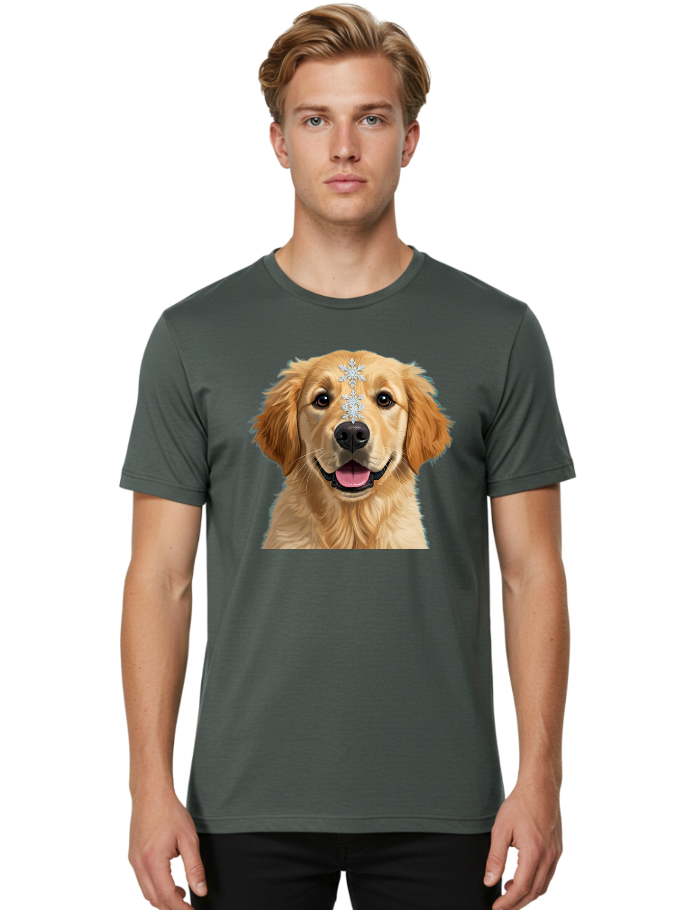 Golden-Retriever-Snowflake Men'S Graphic Tee, 100% Cotton, Comfortable Casual Summer Wear, Machine Washable, Vintage Camera, Old Camera, Antique Camera, Black Camera, Classic Photography, Photography Equipment, Nostalgic Device, Film Camera, Bak708
