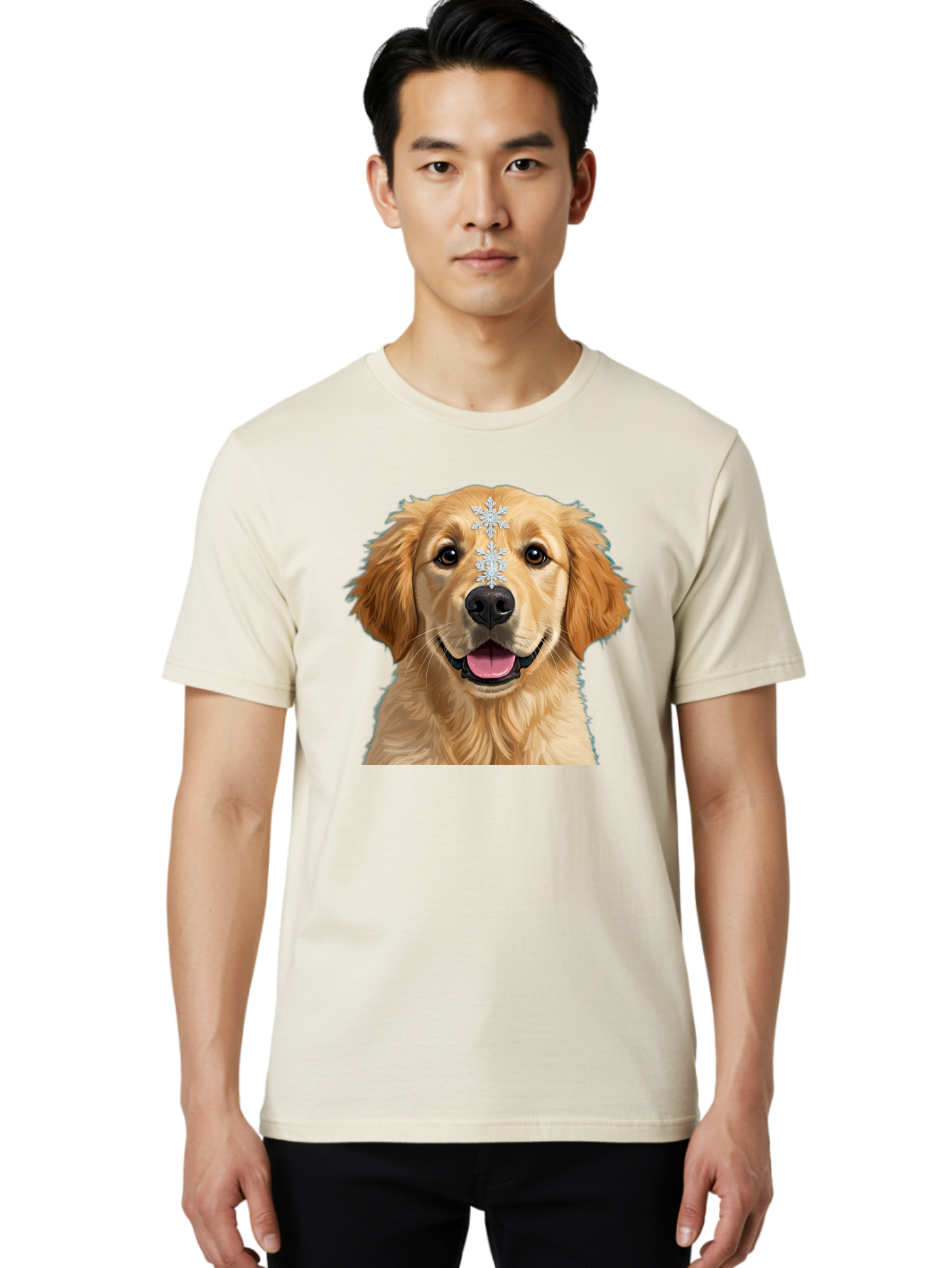 Golden-Retriever-Snowflake Men'S Graphic Tee, 100% Cotton, Comfortable Casual Summer Wear, Machine Washable, Vintage Camera, Old Camera, Antique Camera, Black Camera, Classic Photography, Photography Equipment, Nostalgic Device, Film Camera, Bak708