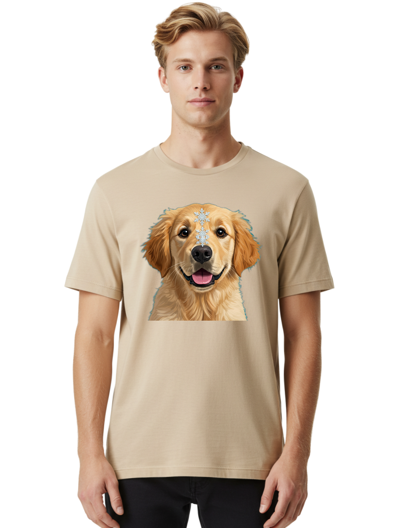 Golden-Retriever-Snowflake Men'S Graphic Tee, 100% Cotton, Comfortable Casual Summer Wear, Machine Washable, Vintage Camera, Old Camera, Antique Camera, Black Camera, Classic Photography, Photography Equipment, Nostalgic Device, Film Camera, Bak708