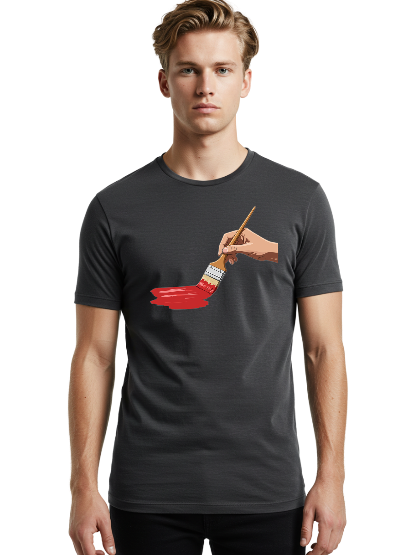 Hand-Painting-With-Red-Paint Men'S Graphic Tee, 100% Cotton, Comfortable Casual Summer Wear, Machine Washable, Vintage Camera, Old Camera, Antique Camera, Black Camera, Classic Photography, Photography Equipment, Nostalgic Device, Film Camera, Bak718