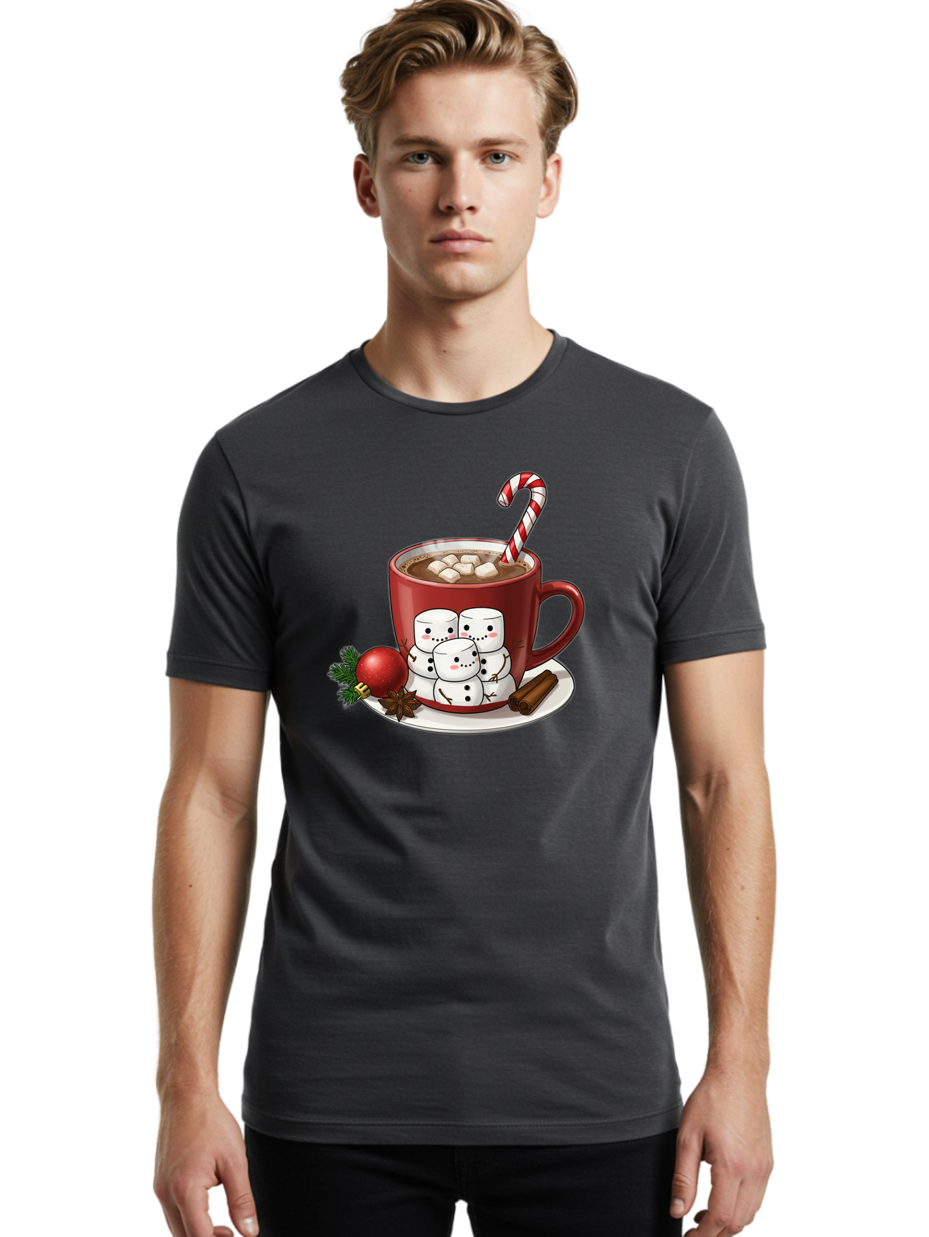 Hot-Chocolate-Snowman-Mug Men'S Graphic Tee, 100% Cotton, Comfortable Casual Summer Wear, Machine Washable, Vintage Camera, Old Camera, Antique Camera, Black Camera, Classic Photography, Photography Equipment, Nostalgic Device, Film Camera, Bak732
