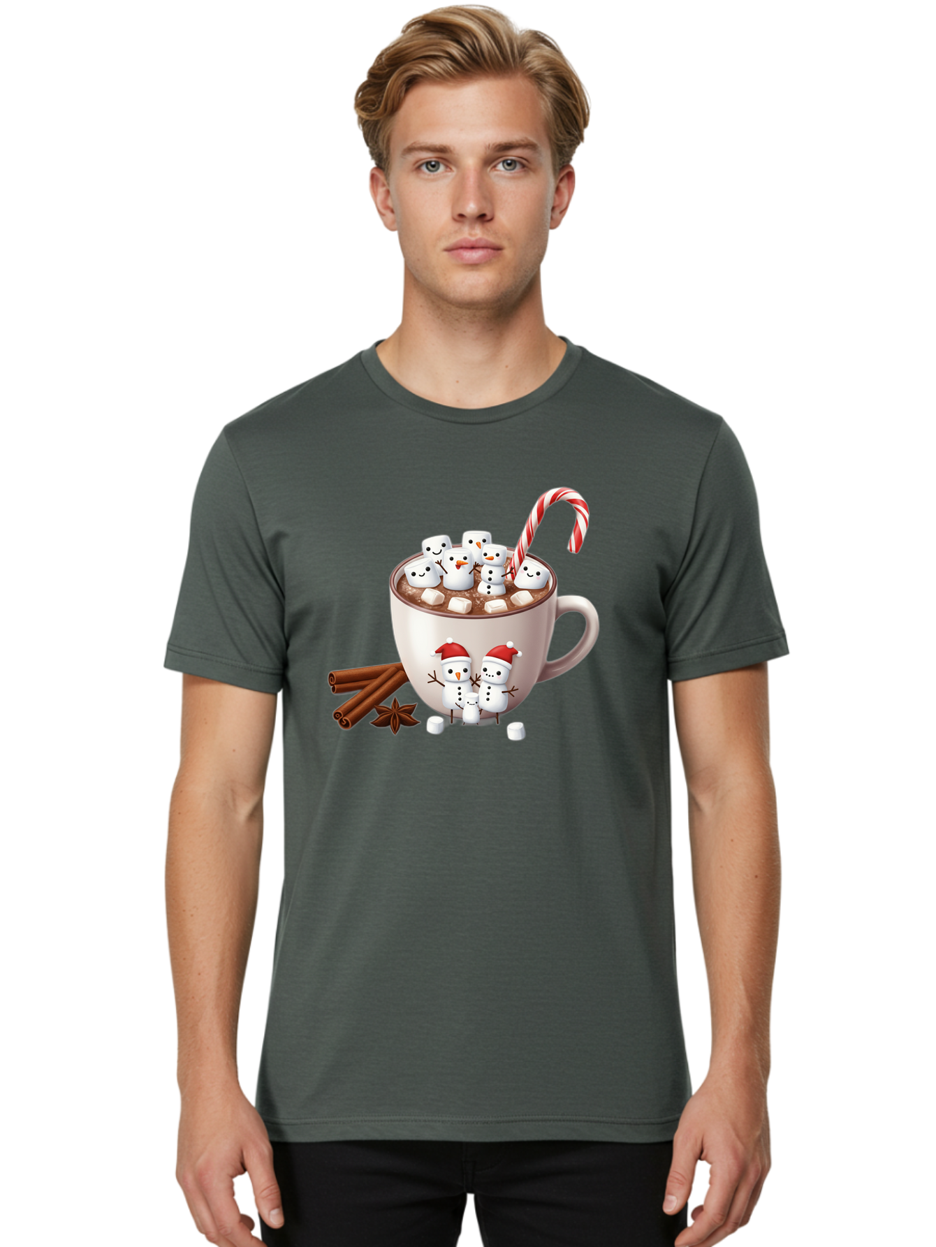 Hot-Chocolate-Snowmen-1 Men'S Graphic Tee, 100% Cotton, Comfortable Casual Summer Wear, Machine Washable, Vintage Camera, Old Camera, Antique Camera, Black Camera, Classic Photography, Photography Equipment, Nostalgic Device, Film Camera, Bak733
