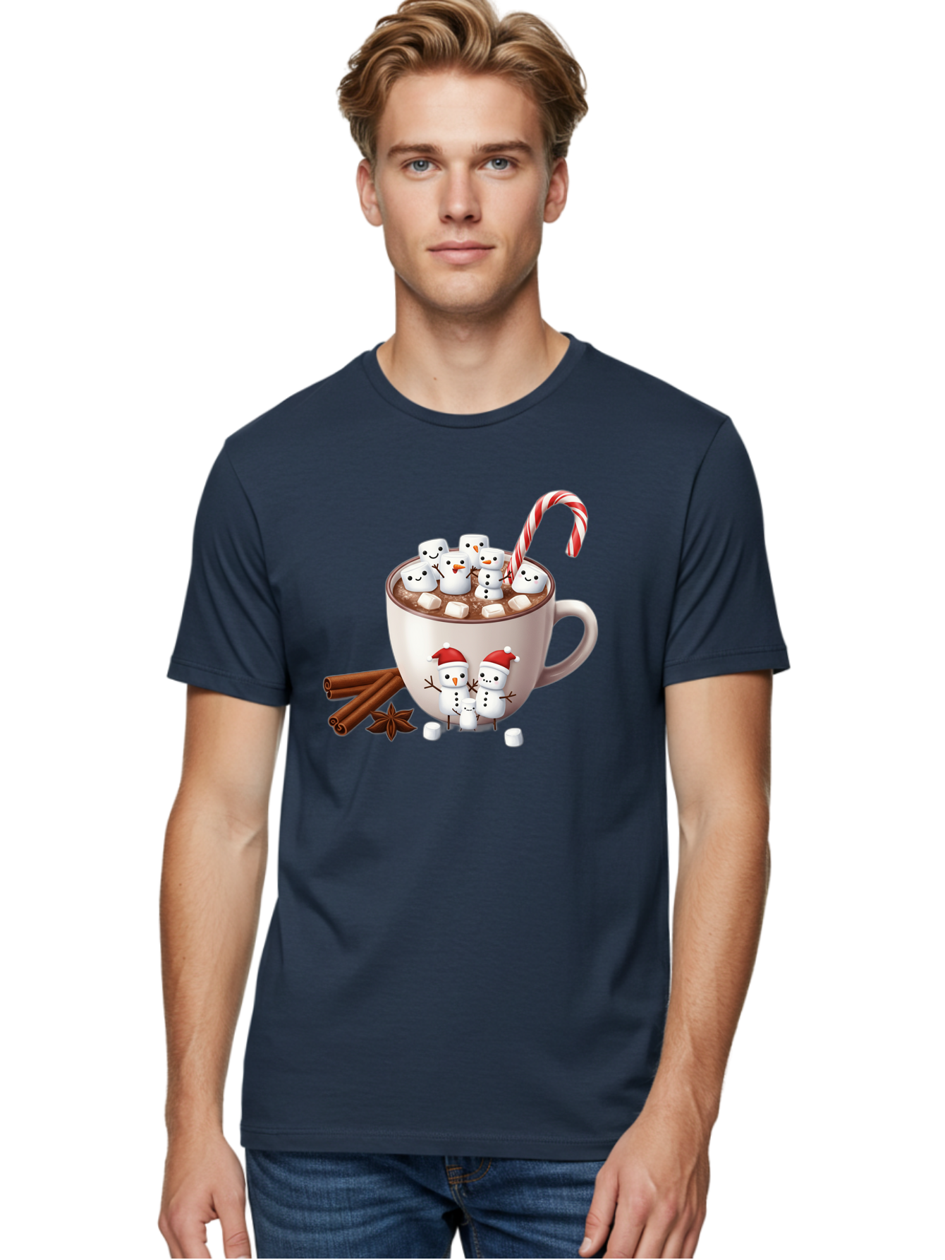 Hot-Chocolate-Snowmen-1 Men'S Graphic Tee, 100% Cotton, Comfortable Casual Summer Wear, Machine Washable, Vintage Camera, Old Camera, Antique Camera, Black Camera, Classic Photography, Photography Equipment, Nostalgic Device, Film Camera, Bak733