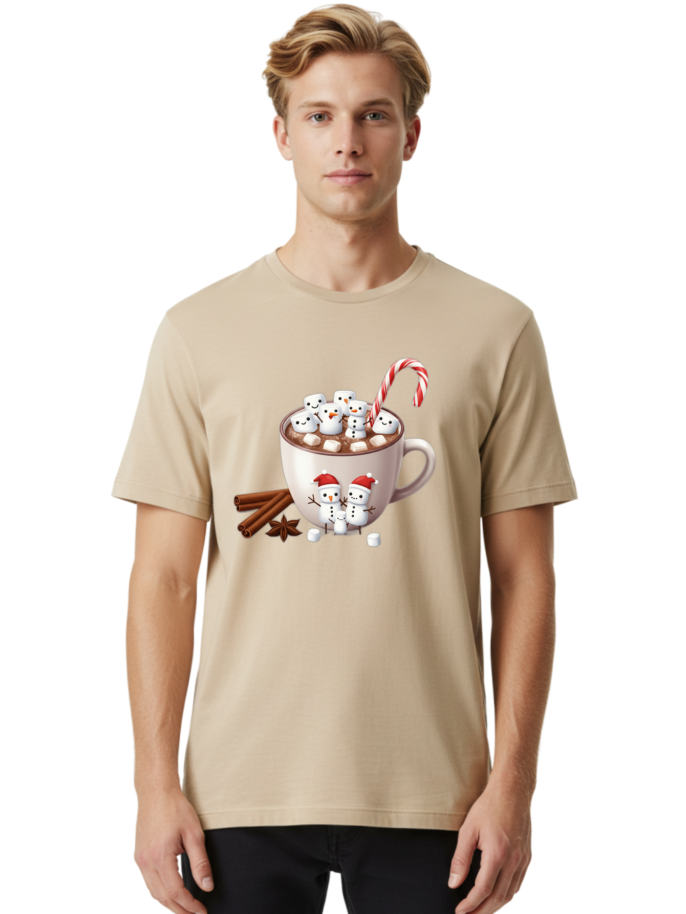 Hot-Chocolate-Snowmen-1 Men'S Graphic Tee, 100% Cotton, Comfortable Casual Summer Wear, Machine Washable, Vintage Camera, Old Camera, Antique Camera, Black Camera, Classic Photography, Photography Equipment, Nostalgic Device, Film Camera, Bak733