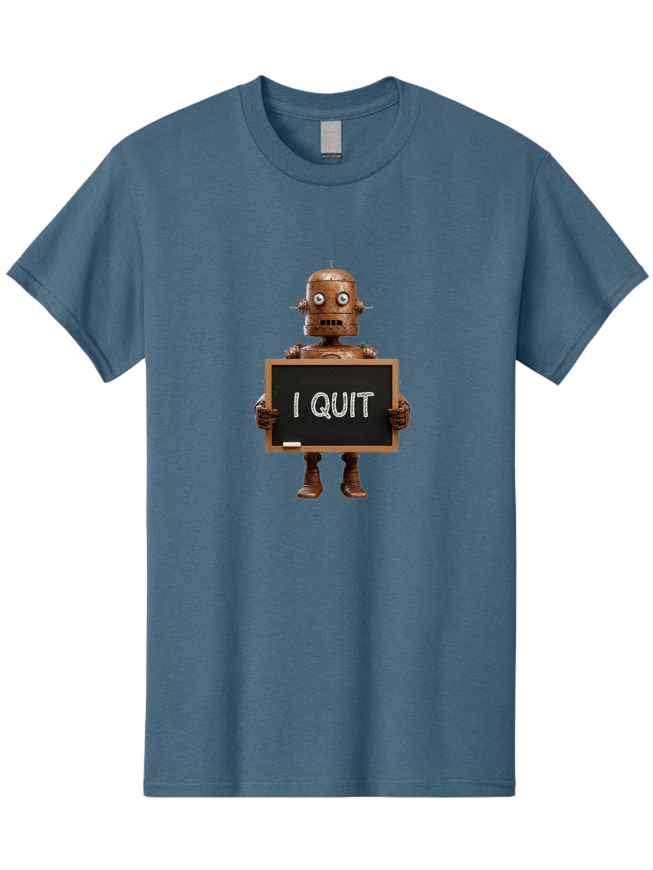 I-Quit-Robot-1 Men'S Graphic Tee, 100% Cotton, Comfortable Casual Summer Wear, Machine Washable, Vintage Camera, Old Camera, Antique Camera, Black Camera, Classic Photography, Photography Equipment, Nostalgic Device, Film Camera, Camera Art Bak743