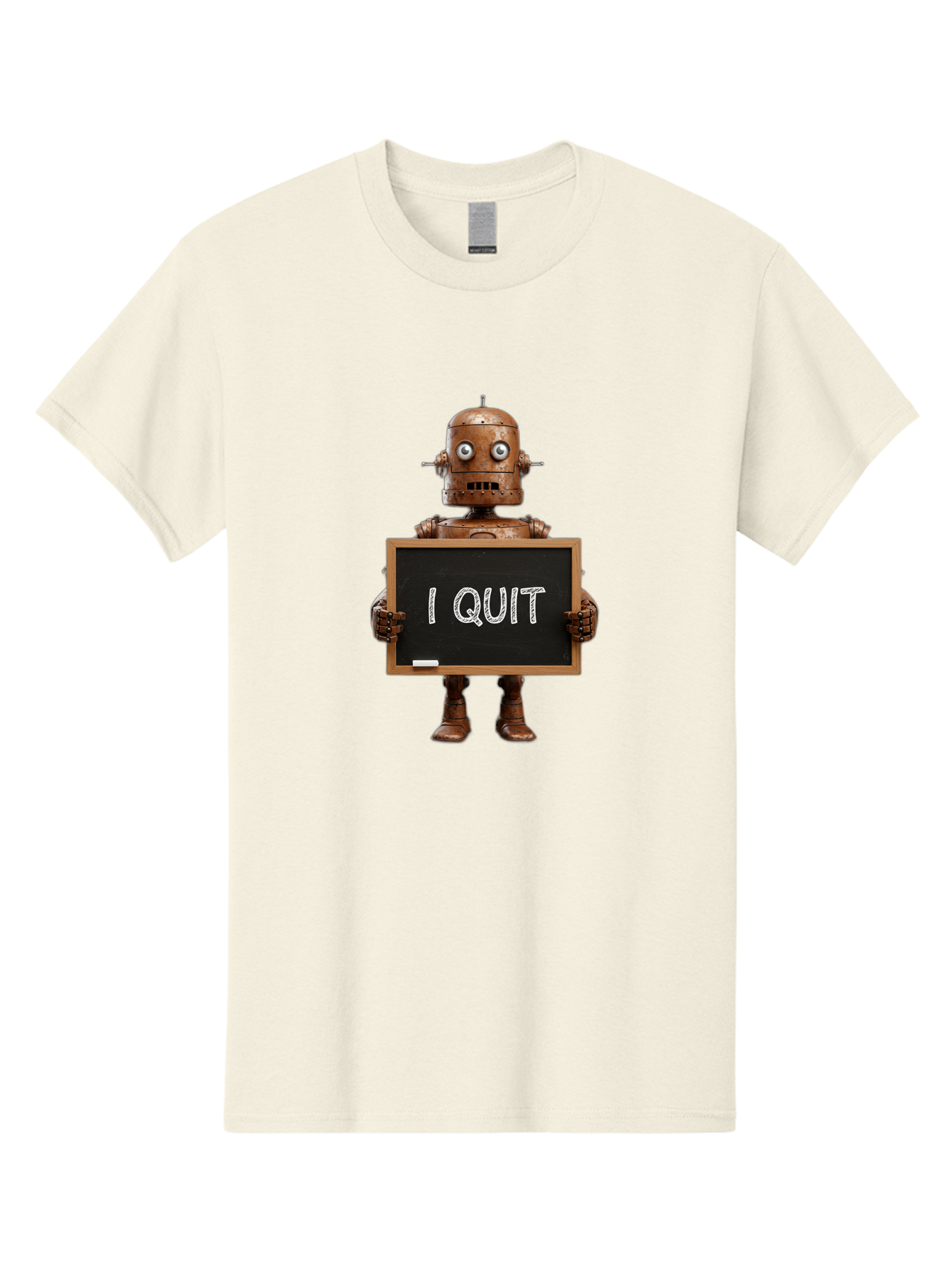 I-Quit-Robot-1 Men'S Graphic Tee, 100% Cotton, Comfortable Casual Summer Wear, Machine Washable, Vintage Camera, Old Camera, Antique Camera, Black Camera, Classic Photography, Photography Equipment, Nostalgic Device, Film Camera, Camera Art Bak743