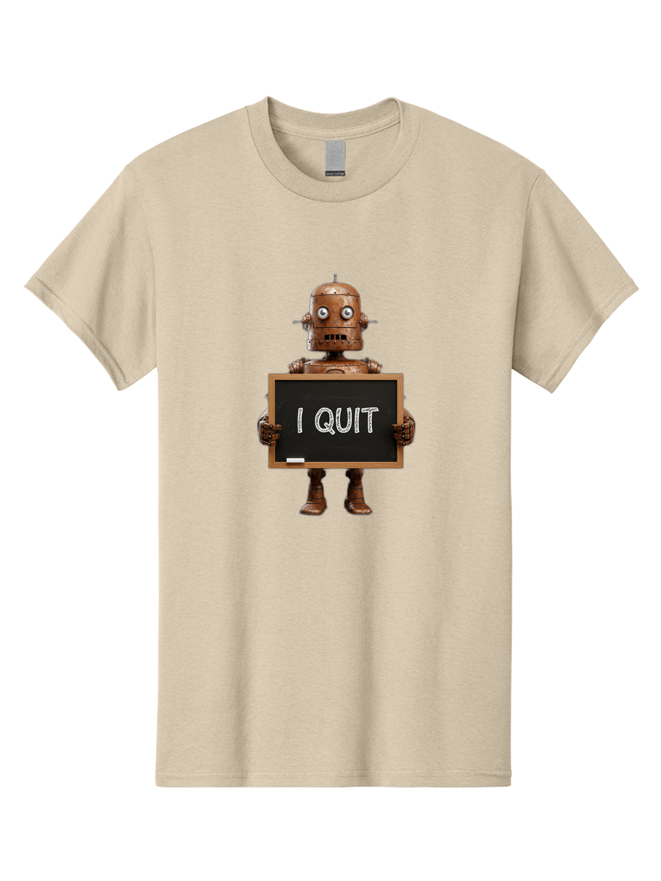 I-Quit-Robot-1 Men'S Graphic Tee, 100% Cotton, Comfortable Casual Summer Wear, Machine Washable, Vintage Camera, Old Camera, Antique Camera, Black Camera, Classic Photography, Photography Equipment, Nostalgic Device, Film Camera, Camera Art Bak743