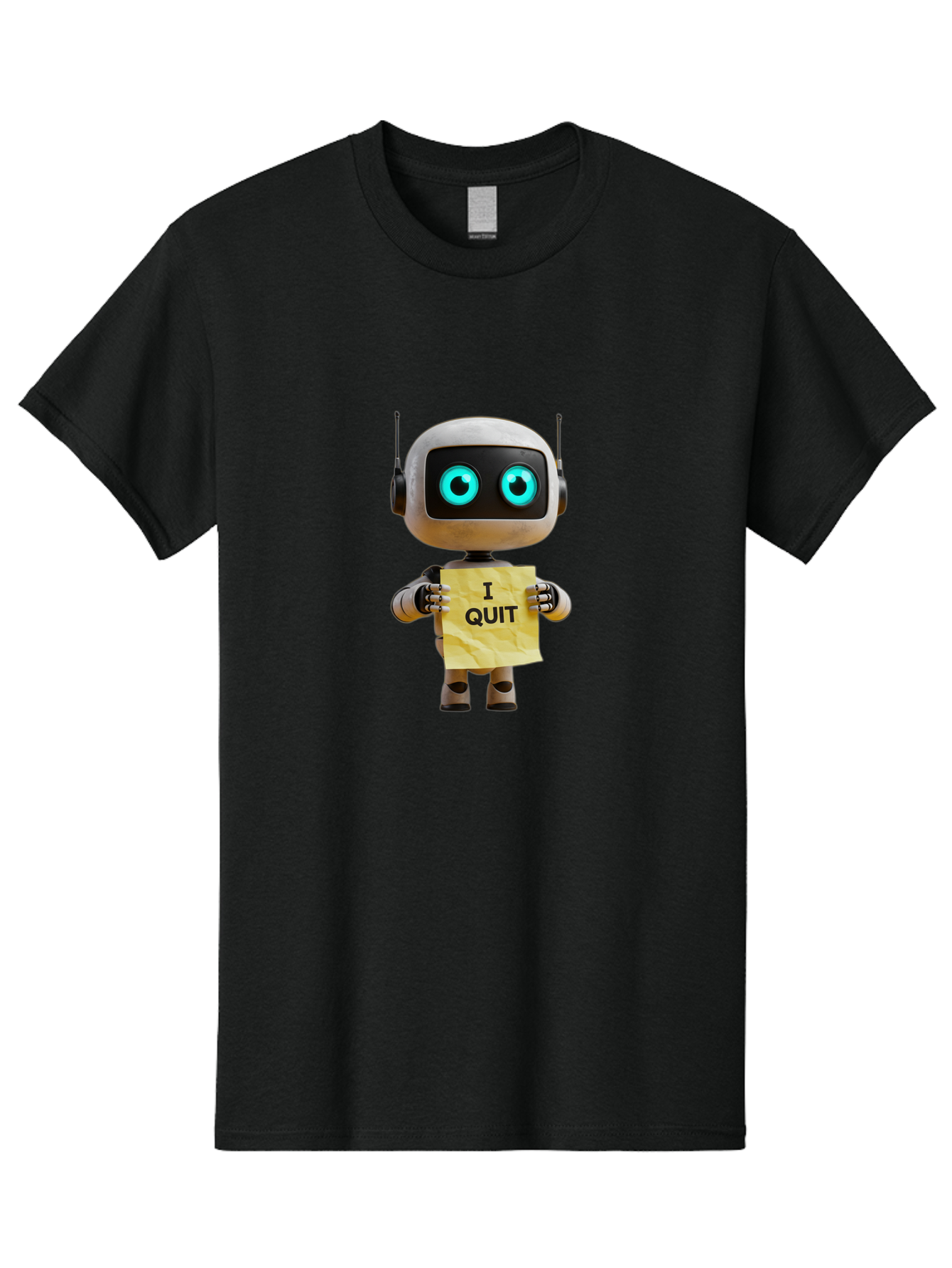 I-Quit-Robot-2 Men'S Graphic Tee, 100% Cotton, Comfortable Casual Summer Wear, Machine Washable, Vintage Camera, Old Camera, Antique Camera, Black Camera, Classic Photography, Photography Equipment, Nostalgic Device, Film Camera, Camera Art Bak744