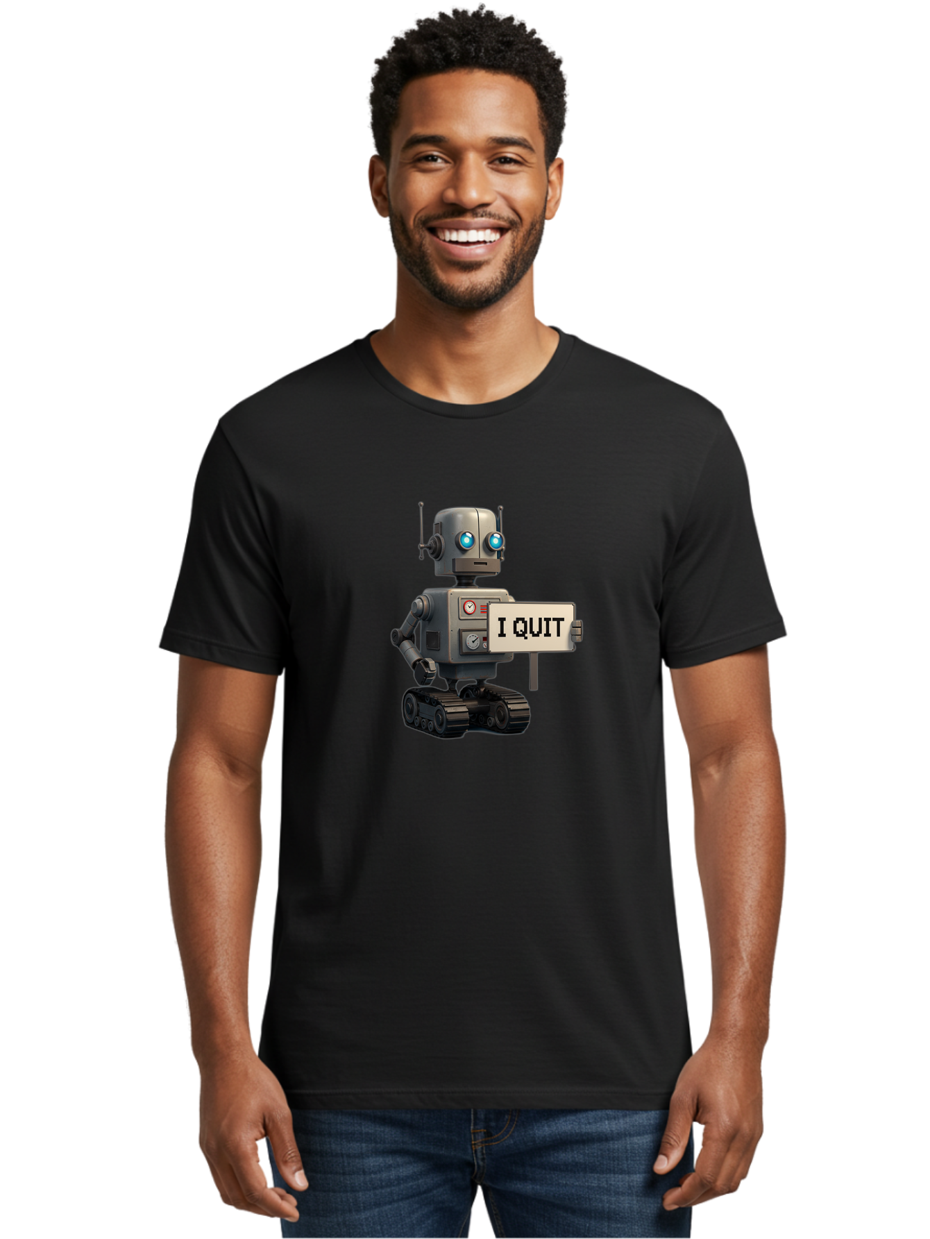 I-Quit-Robot Men'S Graphic Tee, 100% Cotton, Comfortable Casual Summer Wear, Machine Washable, Vintage Camera, Old Camera, Antique Camera, Black Camera, Classic Photography, Photography Equipment, Nostalgic Device, Film Camera, Camera Art Bak749