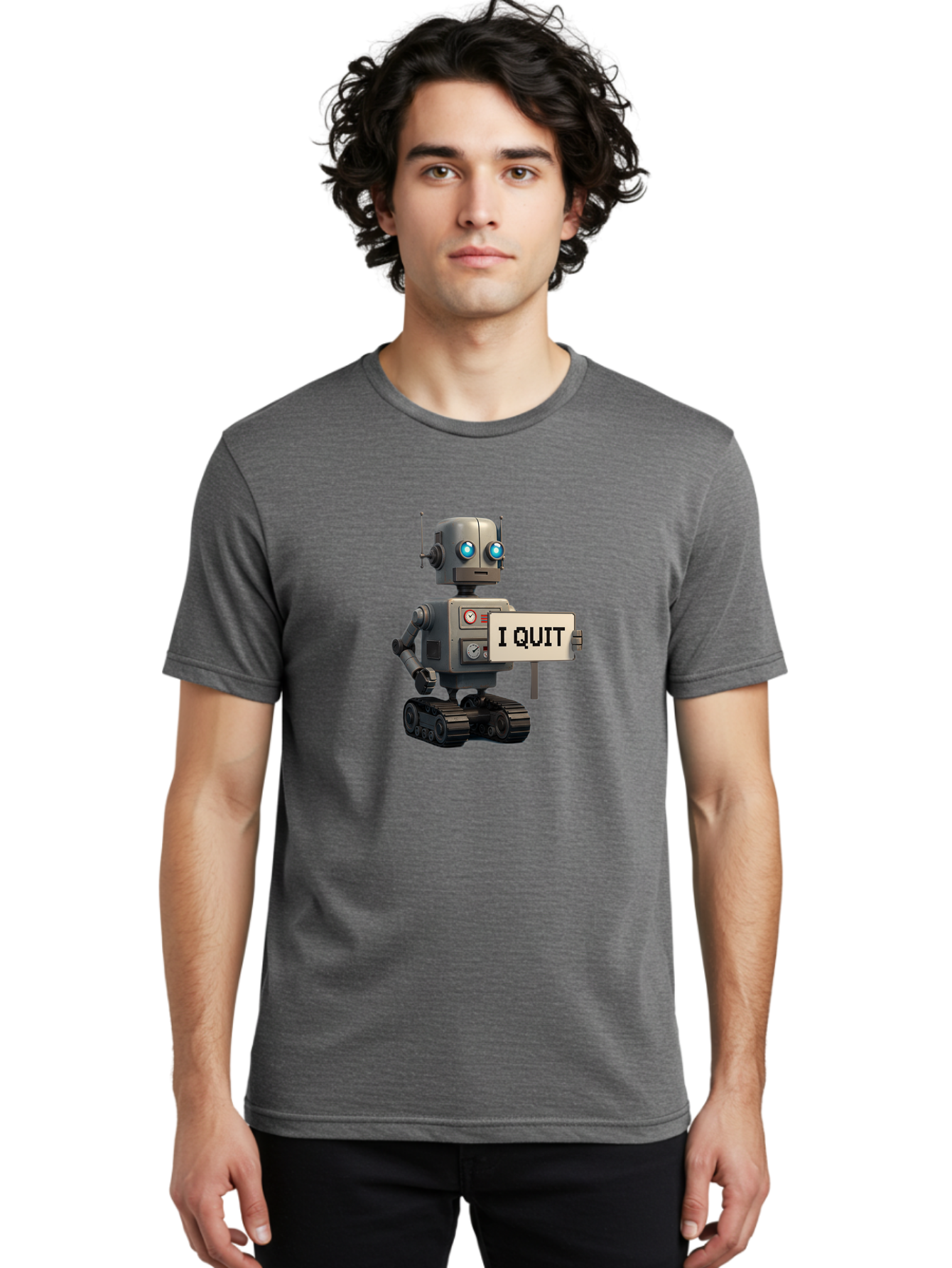 I-Quit-Robot Men'S Graphic Tee, 100% Cotton, Comfortable Casual Summer Wear, Machine Washable, Vintage Camera, Old Camera, Antique Camera, Black Camera, Classic Photography, Photography Equipment, Nostalgic Device, Film Camera, Camera Art Bak749
