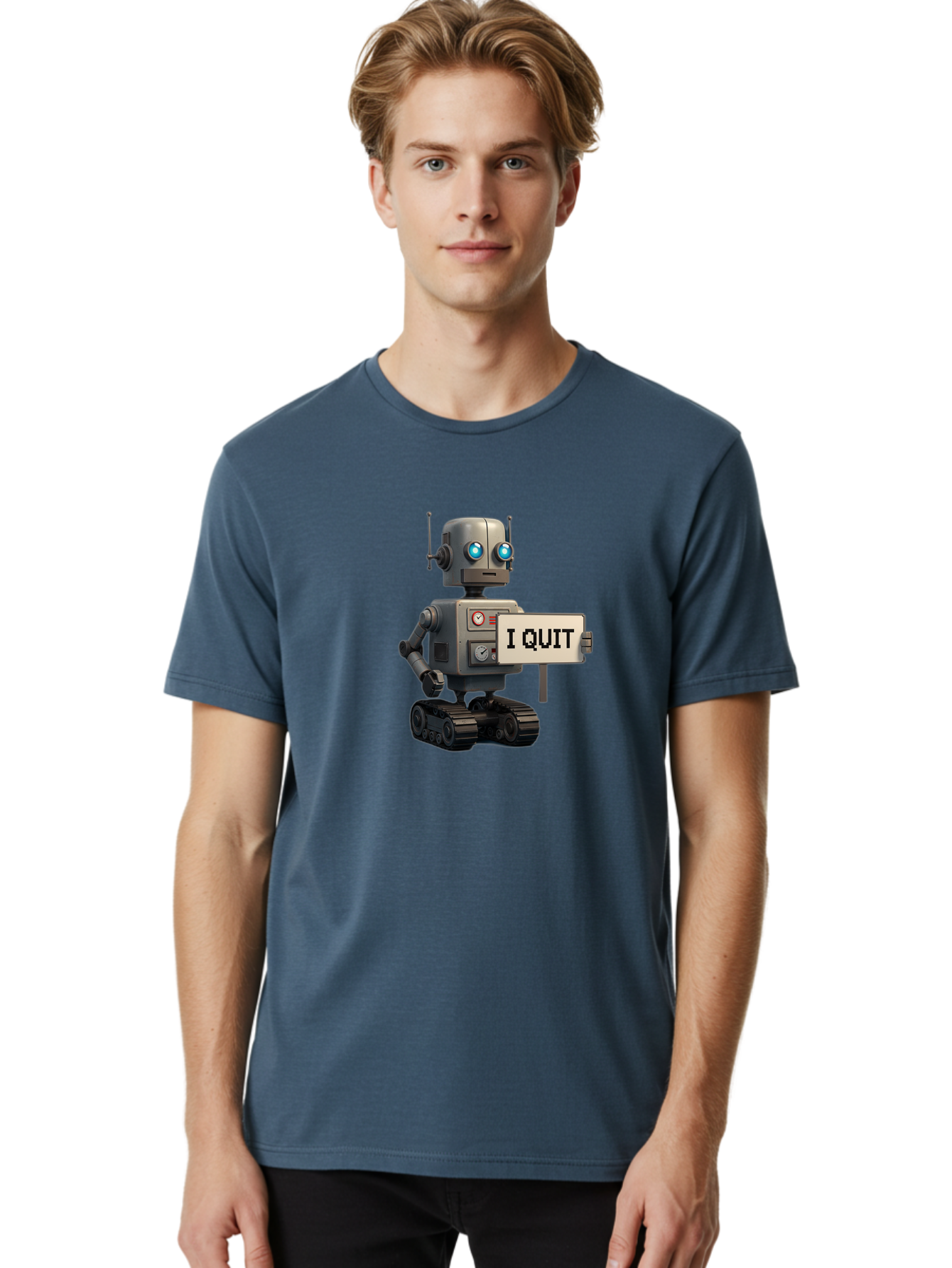 I-Quit-Robot Men'S Graphic Tee, 100% Cotton, Comfortable Casual Summer Wear, Machine Washable, Vintage Camera, Old Camera, Antique Camera, Black Camera, Classic Photography, Photography Equipment, Nostalgic Device, Film Camera, Camera Art Bak749