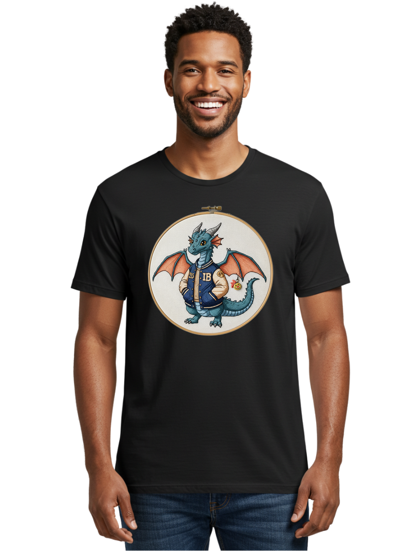 Ib-Dragon-Varsity-Jacket Men'S Graphic Tee, 100% Cotton, Comfortable Casual Summer Wear, Machine Washable, Vintage Camera, Old Camera, Antique Camera, Black Camera, Classic Photography, Photography Equipment, Nostalgic Device, Film Camera, Bak752